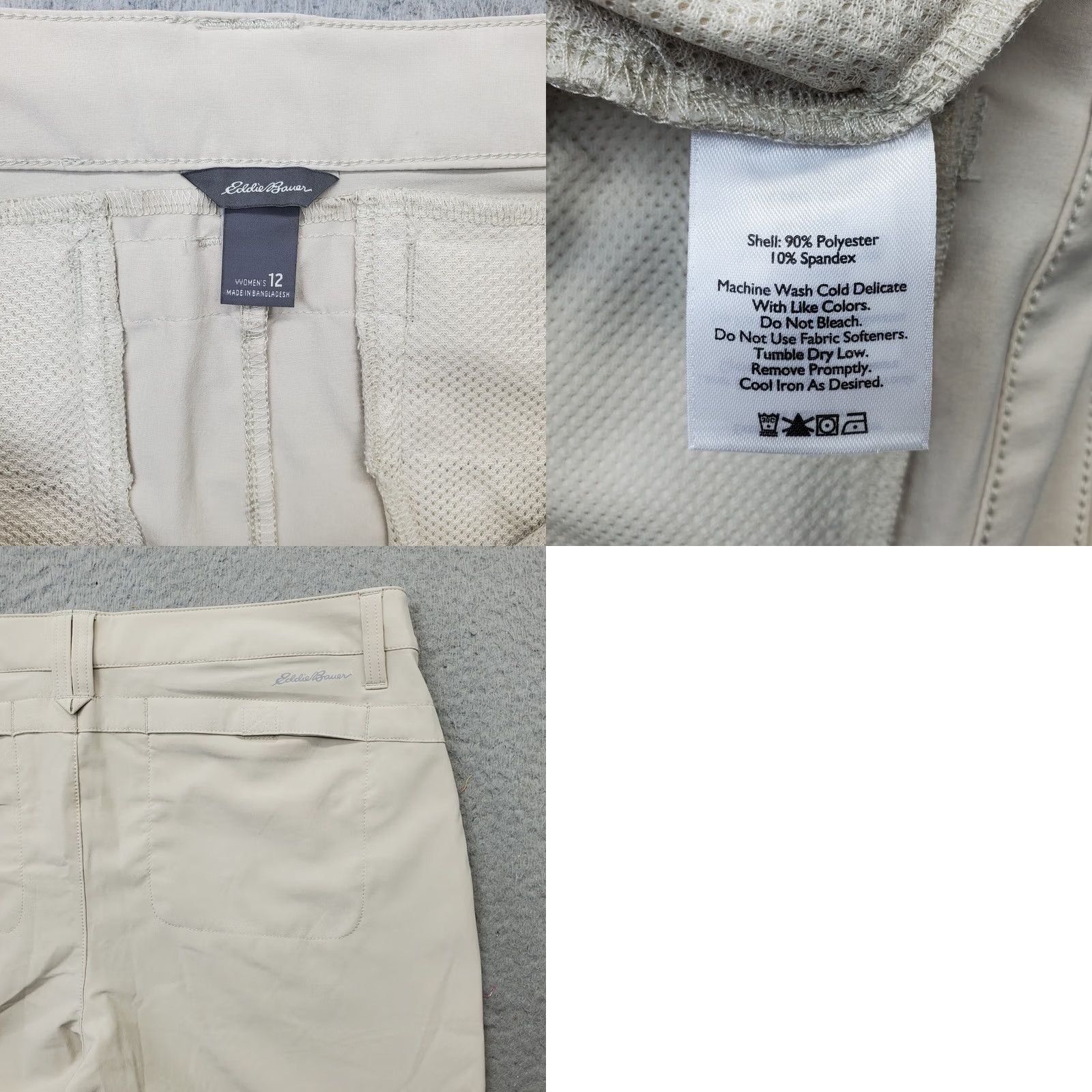 Eddie Bauer Eddie Bauer Womens Size 12 Tan Convertible Zip-Off Pants Chino Straight Leg Measurements 29" Inseam Stretch Pockets Size 34" / US 12 / IT 48 - 8 Thumbnail