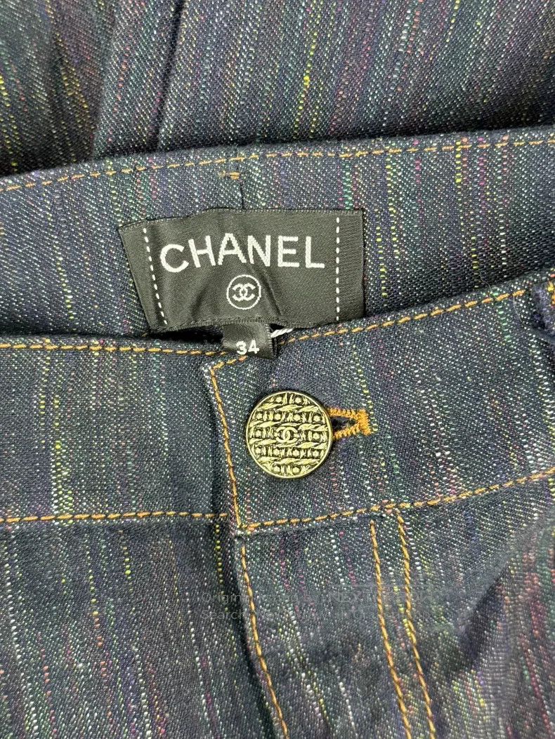 Chanel Chanel Dark blue denim wide-leg trousers Size 42" / US 20 - 4 Thumbnail