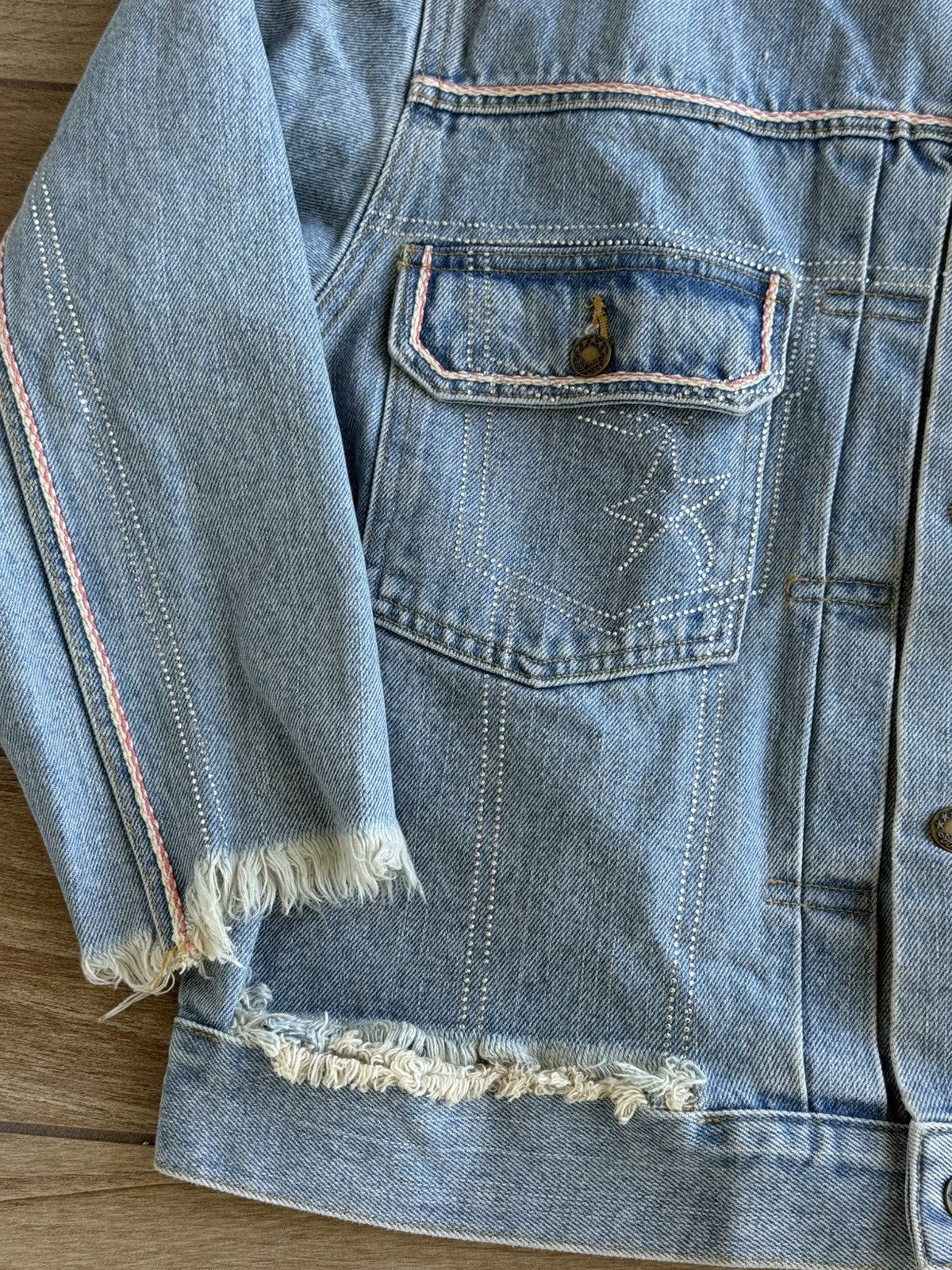 Paly Hollywood PALY Cropped Denim Jacket Light Blue Size US XXL / EU 58 / 5 - 2 Thumbnail