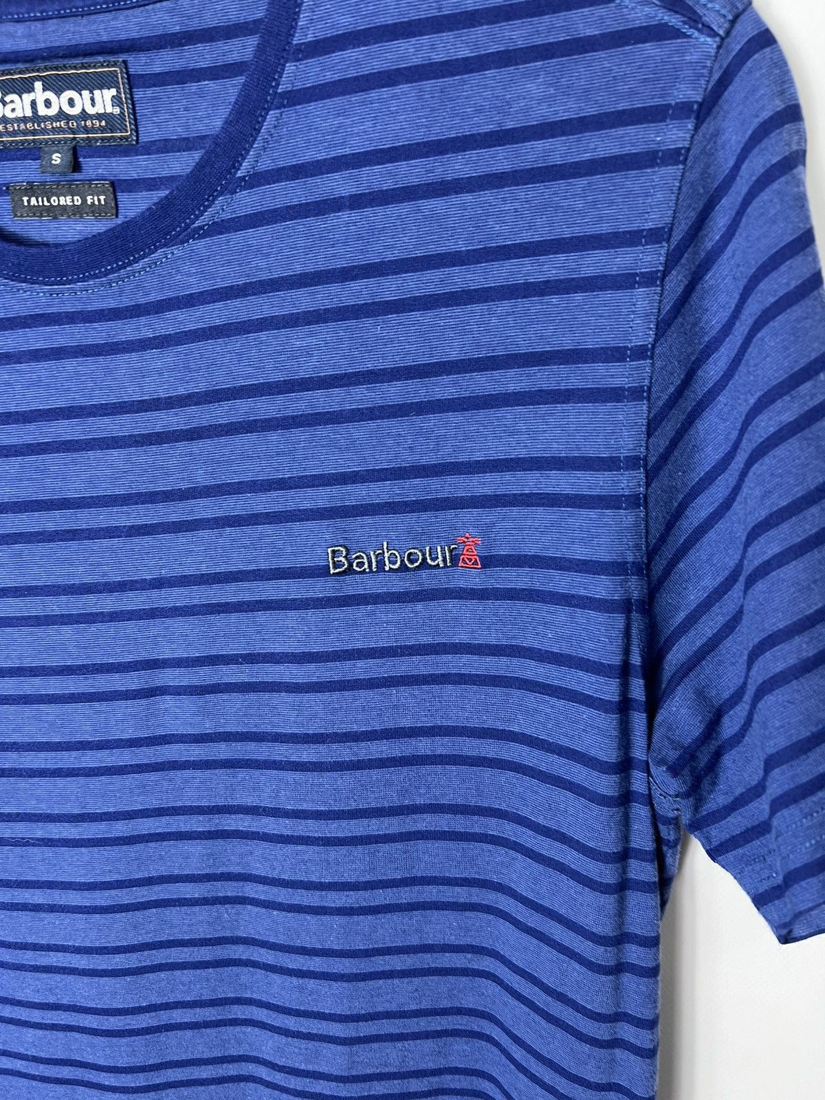 Barbour Vintage streetwear designer Barbour Tailored Fit Striped Tee Size US S / EU 44-46 / 1 - 4 Thumbnail