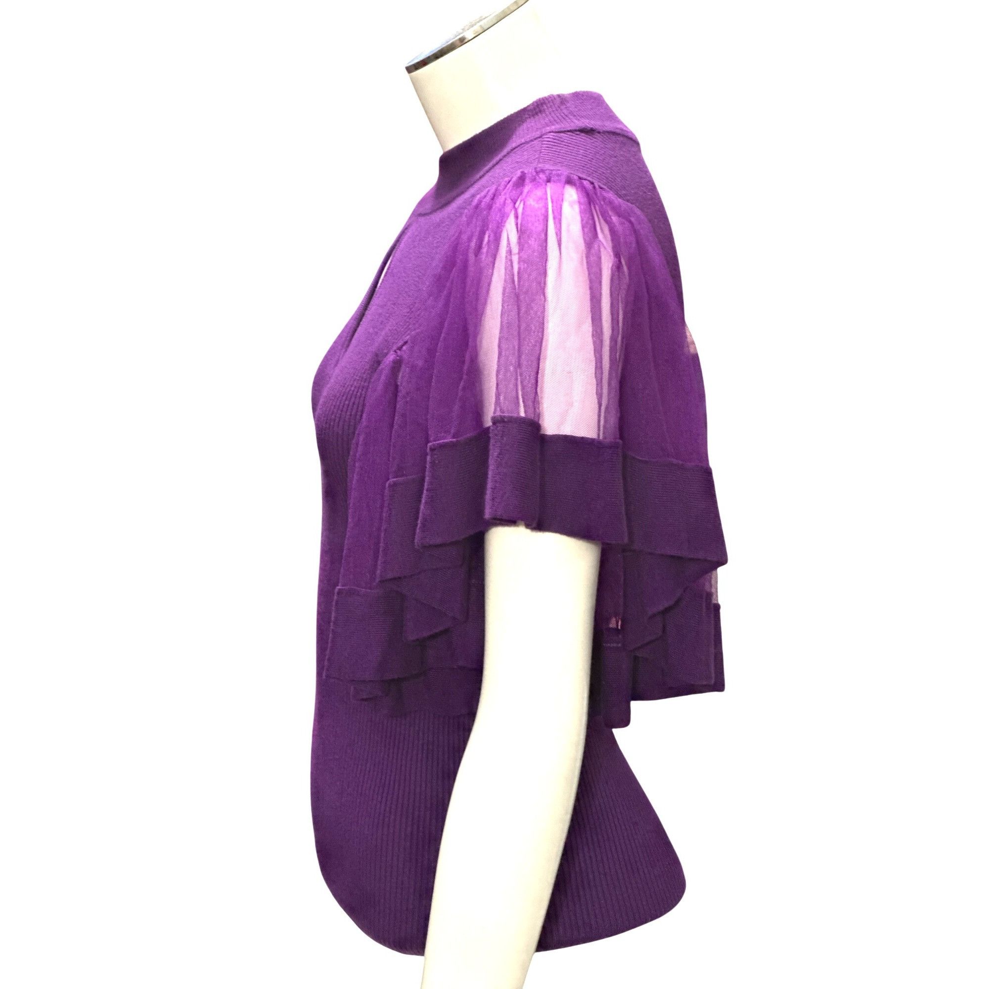 Other 7Th Avenue Design Studio XS Purple Puff Flutter Sleeve Blous Size XS / US 0-2 / IT 36-38 - 4 Thumbnail