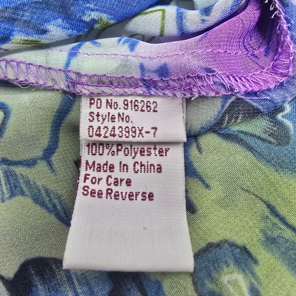 The Unbranded Brand Women's Joanna's Plus 1X Purple Green Abstract Blouse Size XL / US 12-14 / IT 48-50 - 8 Thumbnail