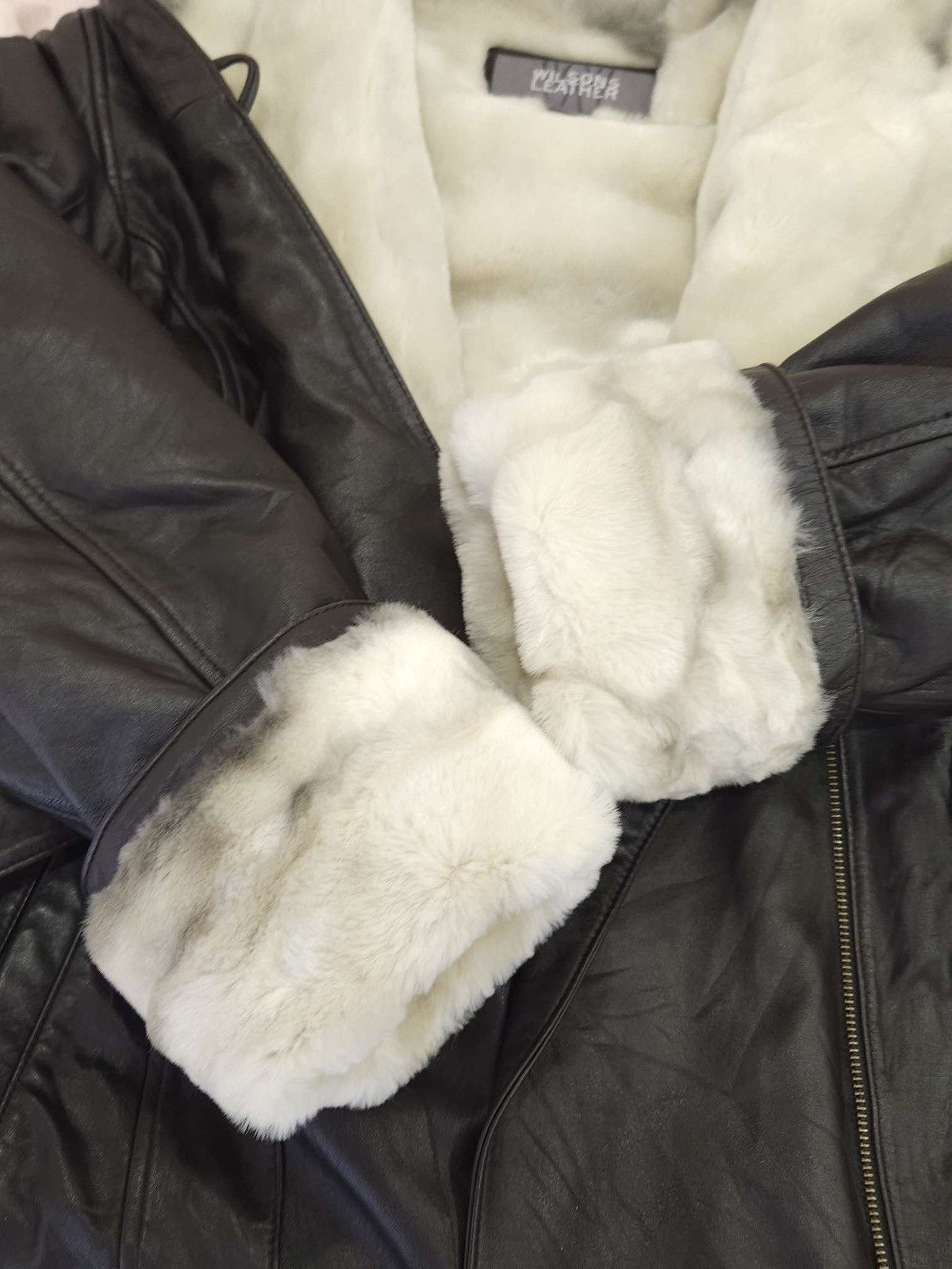 Vintage × Wilsons Leather Genuine Leather Oversized Hooded Coat & Faux Fur By Wilsons. Size L / US 10 / IT 46 - 7 Thumbnail