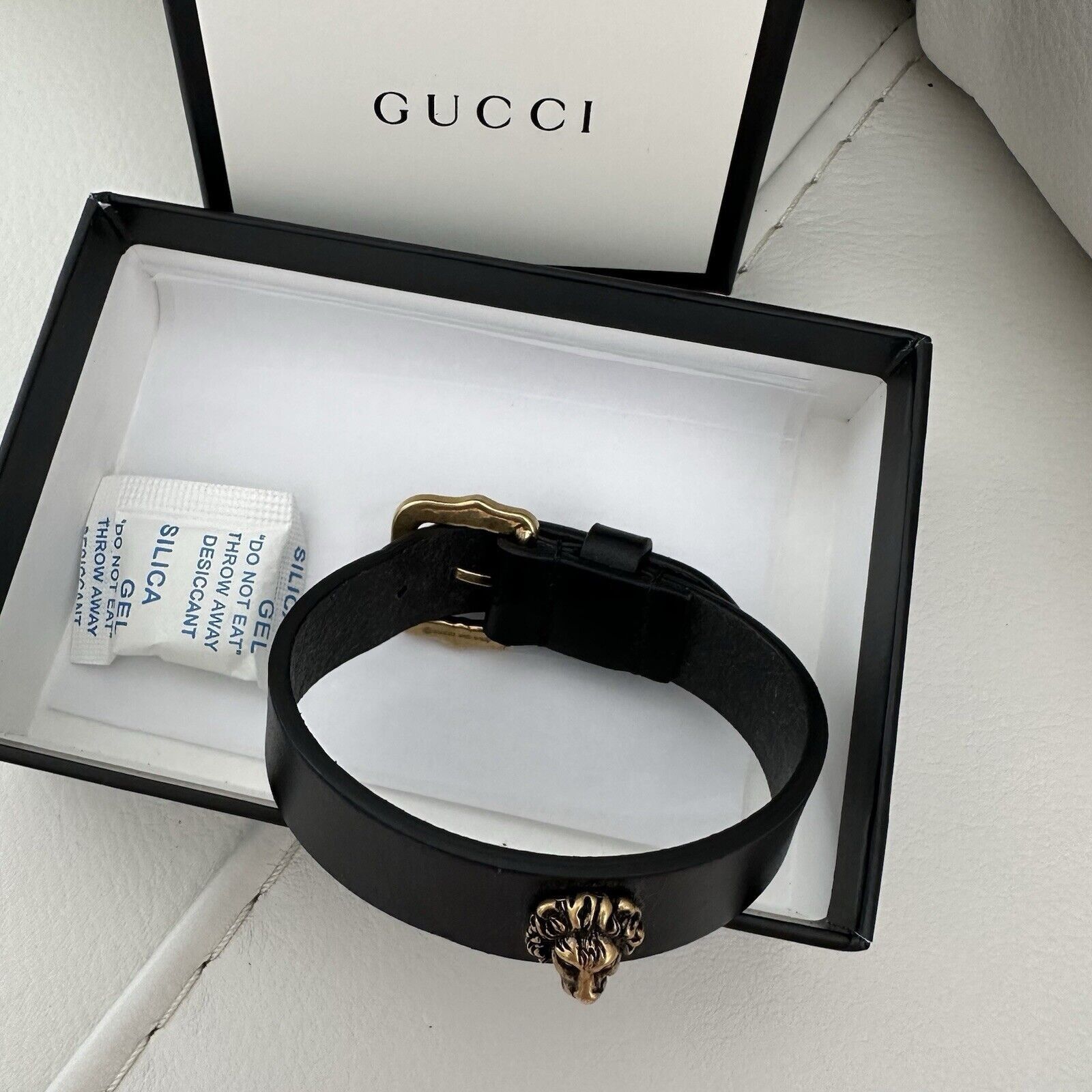 Gucci NEW GUCCI Lion Head Leather Bracelet Size M Black Size ONE SIZE - 3 Thumbnail