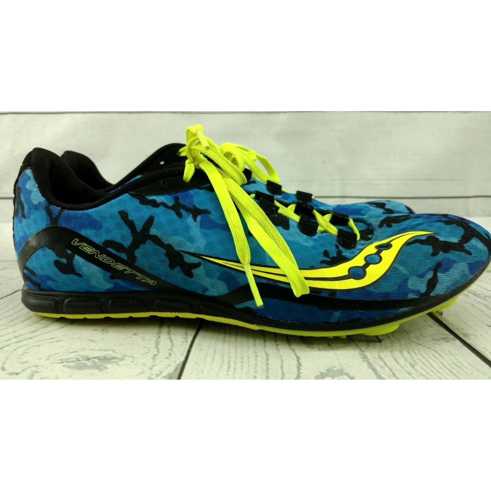 Saucony VINTAGE Saucony Vendetta Running Cleat Men’s Size 9 Blue Camo Pattern Cleats Shoe Size US 9 / EU 42 - 7 Thumbnail