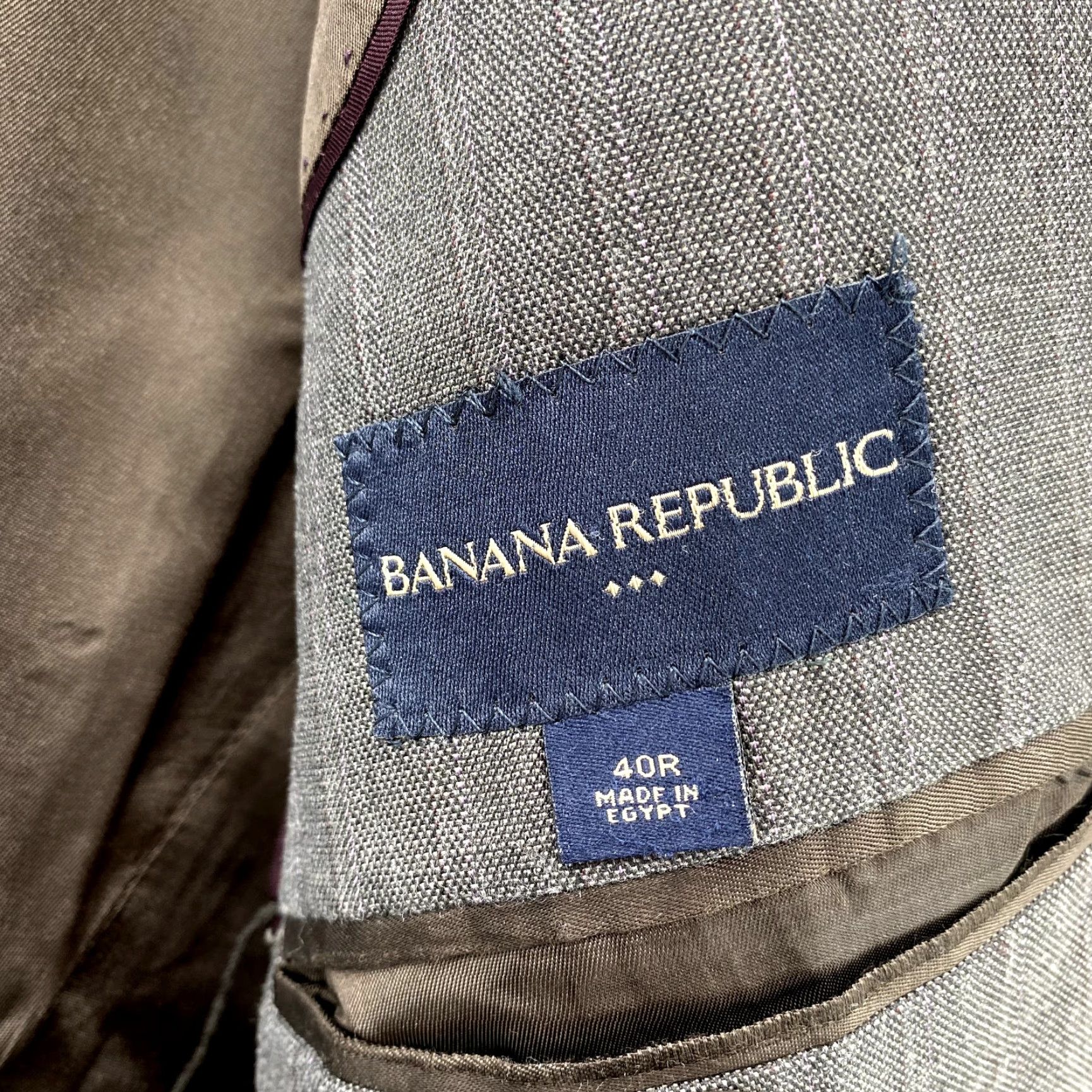 Banana Republic Blazer Mens 40R Brown Pinstripe Notch Lapel Single-Breasted 3-Button Coat - Business Formal Classic Mens