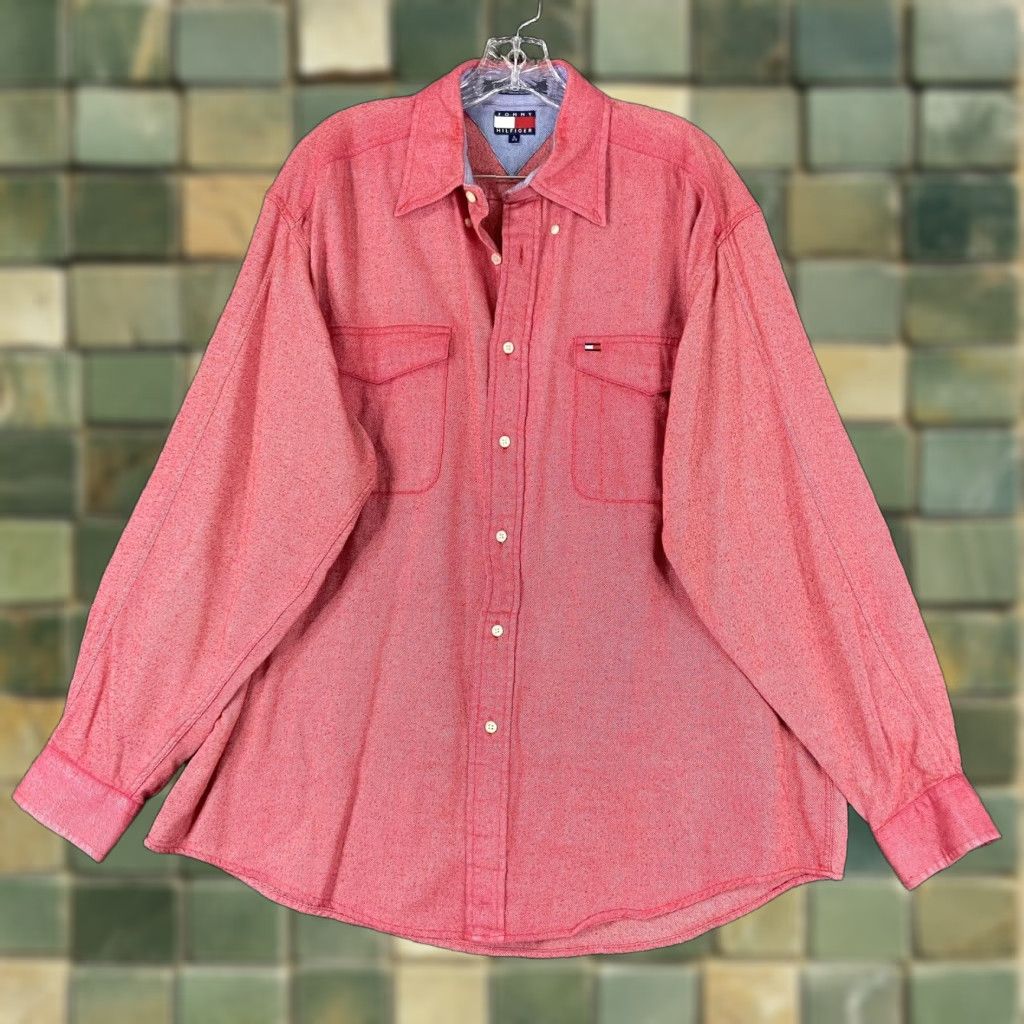 Tommy Hilfiger Tommy Hilfiger Shirt Men L Red Button-Up Long Sleeve Classic Colorful Mens Size US L / EU 52-54 / 3 - 1 Thumbnail