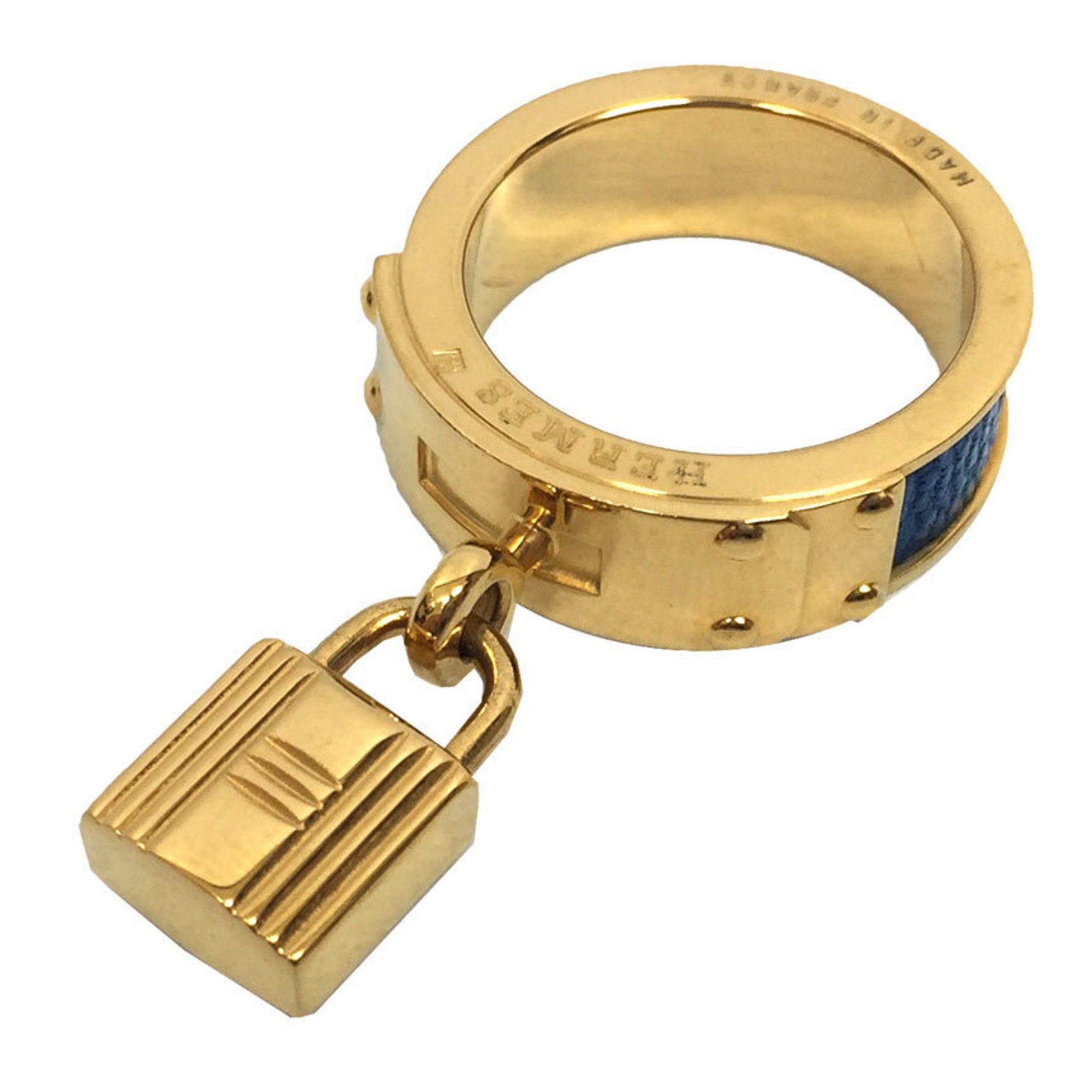 image of Hermes Kelly Cadena Scarf Muffler Ring Gold X Navy H Belt in Black, Women's