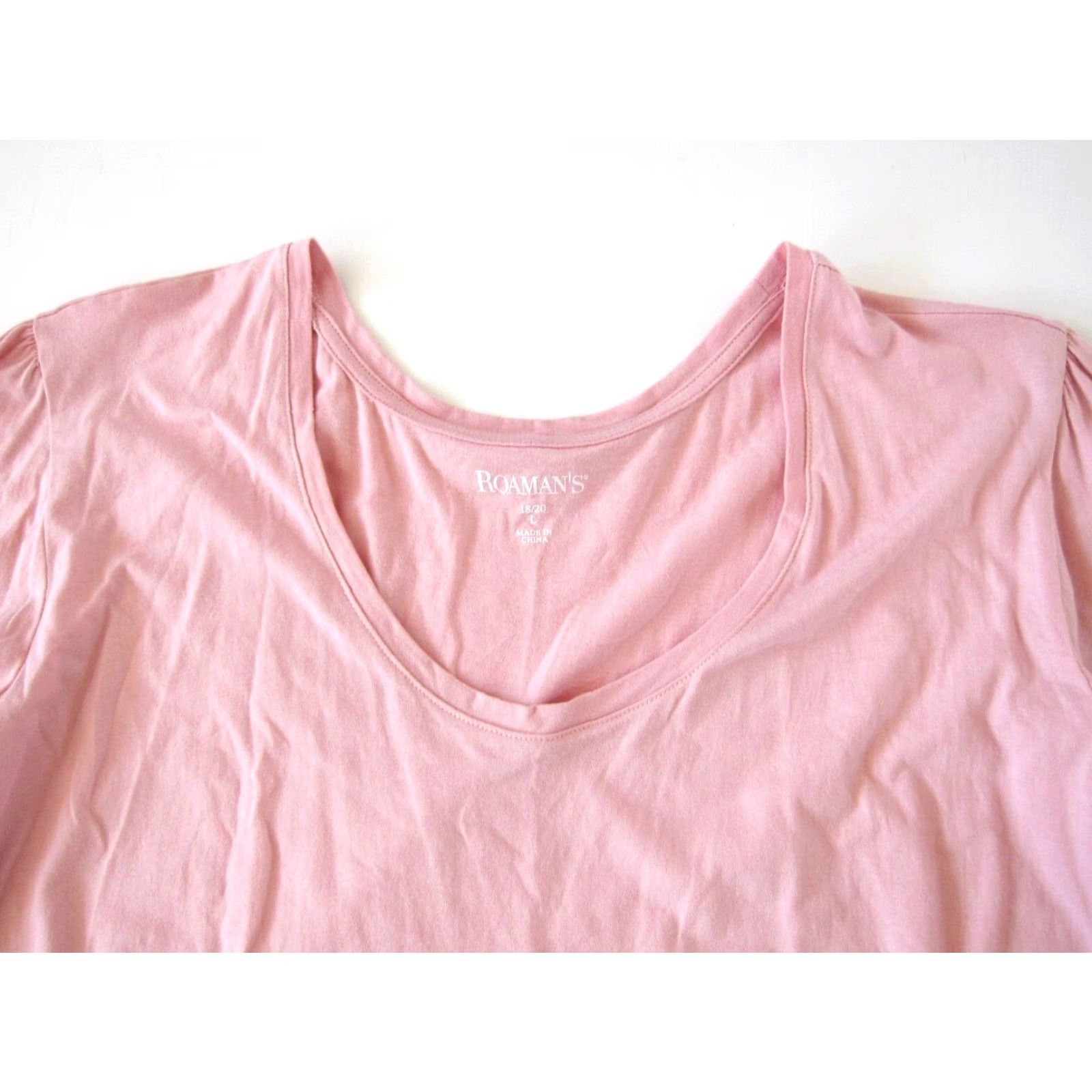 Vintage Roaman's 100% Cotton Pink 3/4 Sleeve Scoop Neck T-Shirt Tunic Blouse Large Women Size XXL / US 16-18 / IT 52-54 - 3 Thumbnail