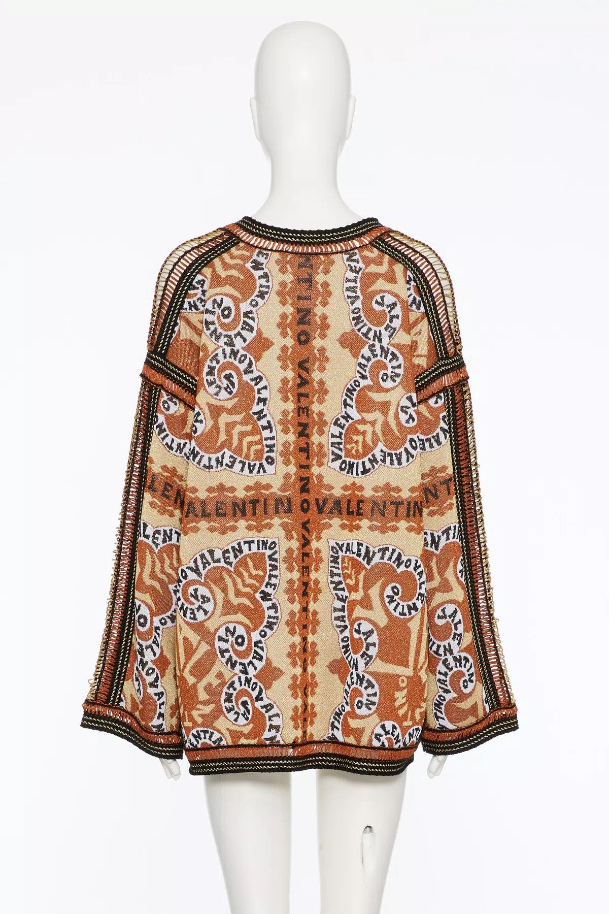 Valentino o1s1wg110925 Lurex Jumper in Black/Arancio Size M / US 6-8 / IT 42-44 - 4 Thumbnail
