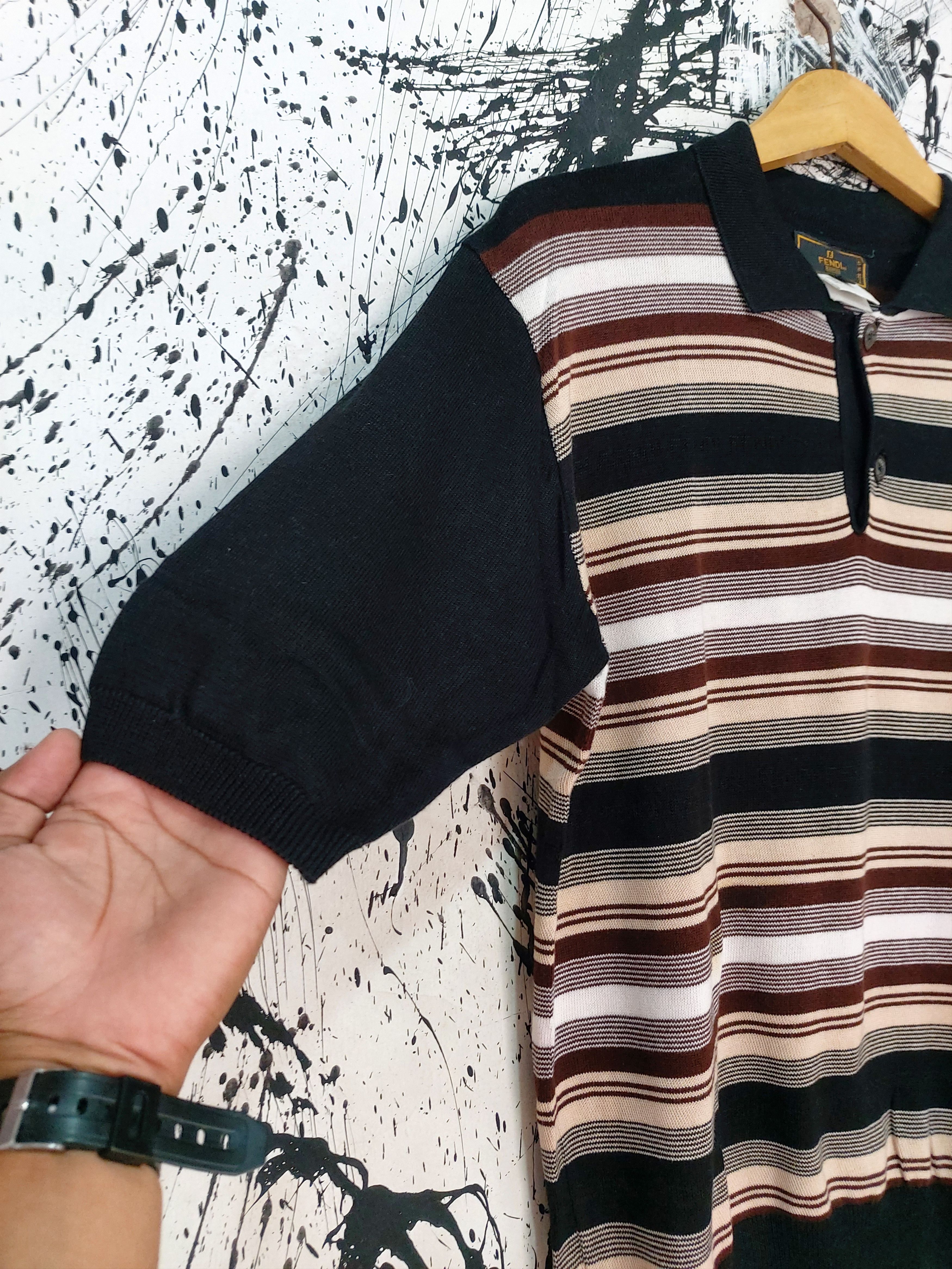 Fendi 00'S FENDI UOMO STRIPE KNIT POLO SHIRT Size US S / EU 44-46 / 1 - 5 Thumbnail