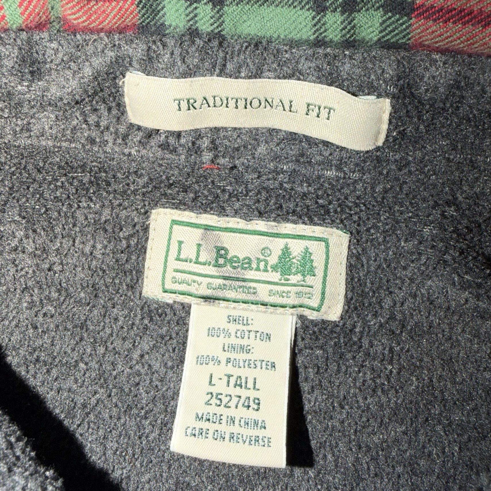 Vintage VTG L.L.Bean Lined Flannel Jacket Mens Large Tall Plaid Fleece Lined Red Green Size US L / EU 52-54 / 3 - 2 Thumbnail