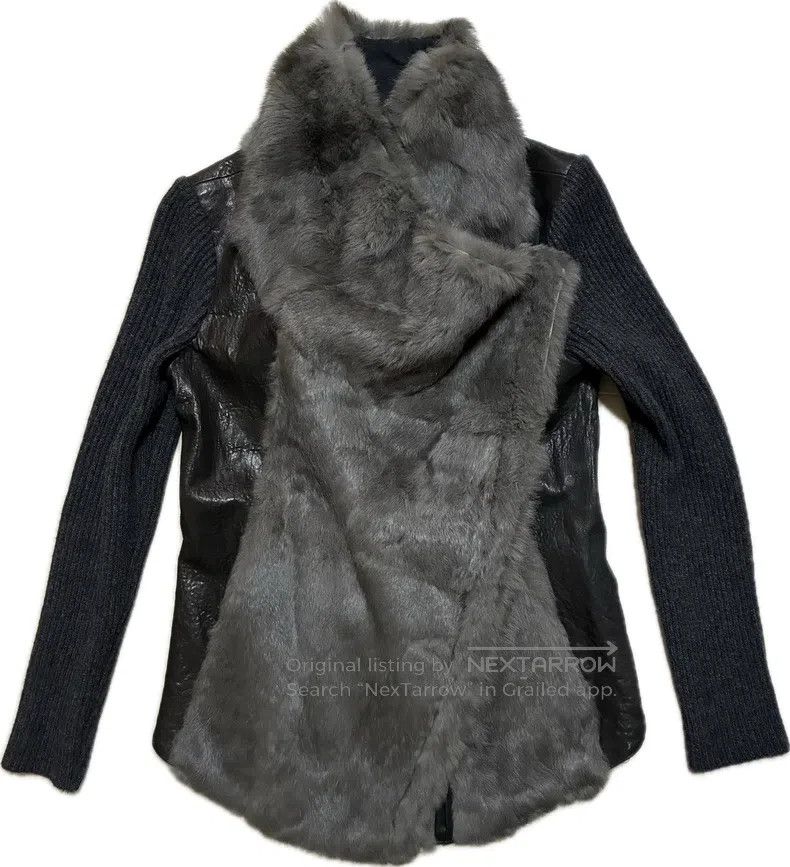 Helmut Lang HELMUT LANG Rabbit Fur Sheepskin Patchwork Knit Jacket Size S / US 4 / IT 40 - 1 Thumbnail