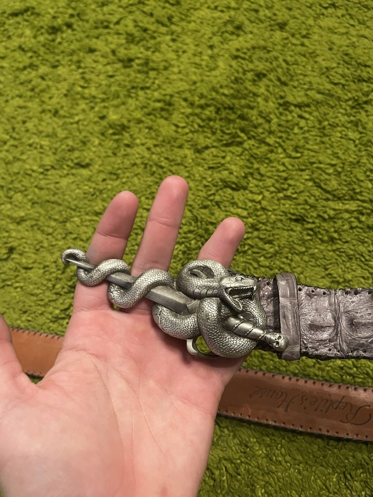 Other 🐊 Reptiles House real crocodile skin leather belt Size 34 - 5 Thumbnail