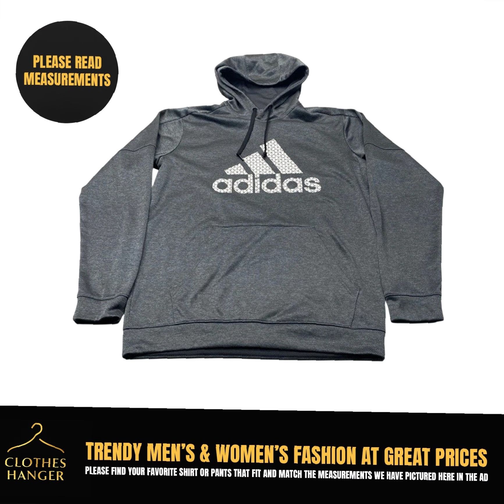 Adidas VINTAGE Adidas ClimaWarm Gray Hoodie XL Grid Logo Pullover Sweatshirt Drawstring 8144 Size US XL / EU 56 / 4 - 2 Thumbnail