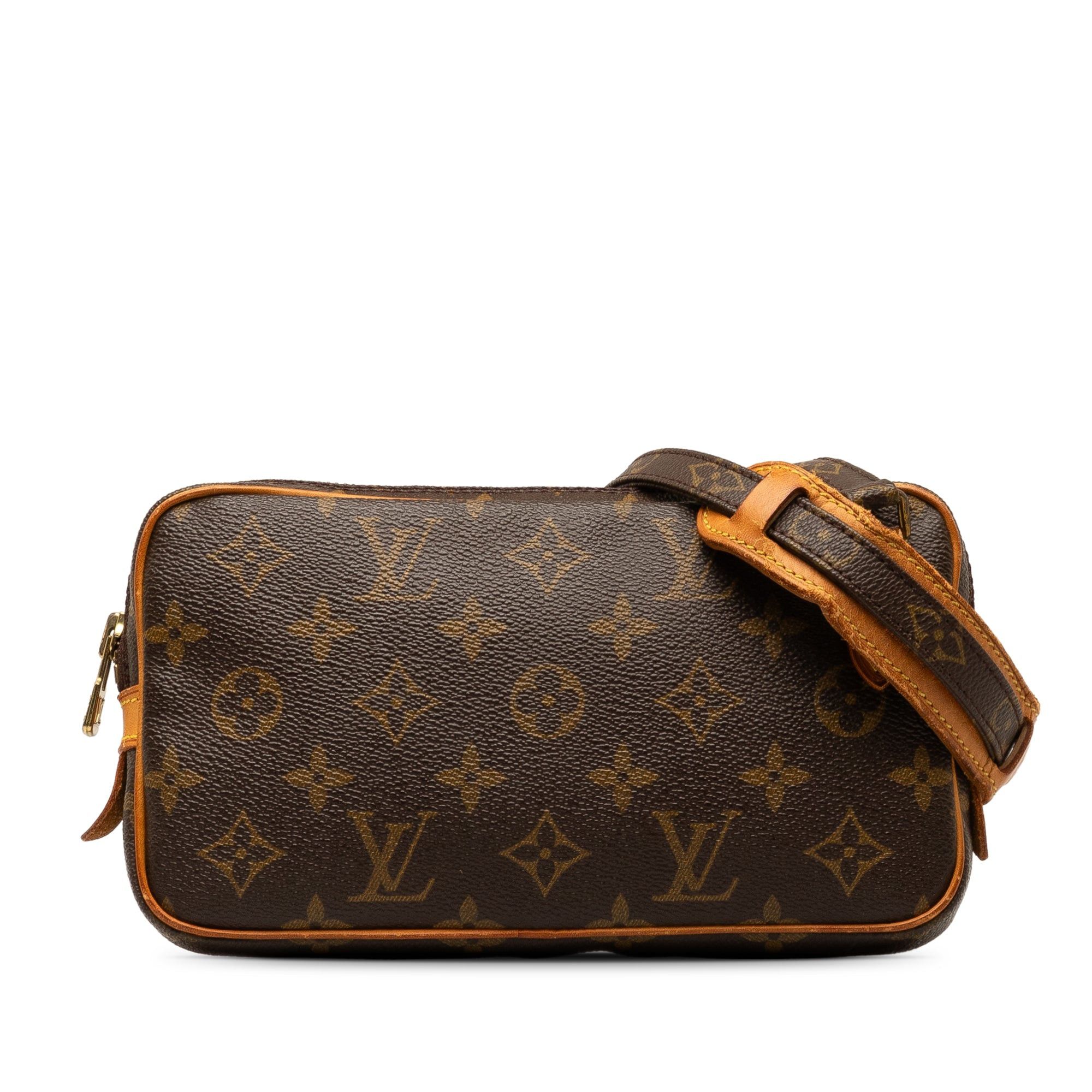 image of Louis Vuitton Monogram Pochette Marly Bandouliere Crossbody Bag in Brown, Women's