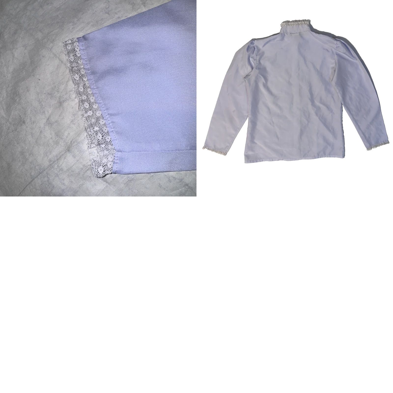 Vintage VINTAGE Lucky Winner Blouse Purple Lace 70s Ruffle Long Sleeve Button Collared Women S Regular Small Purple Size S / US 4 / IT 40 - 8 Thumbnail