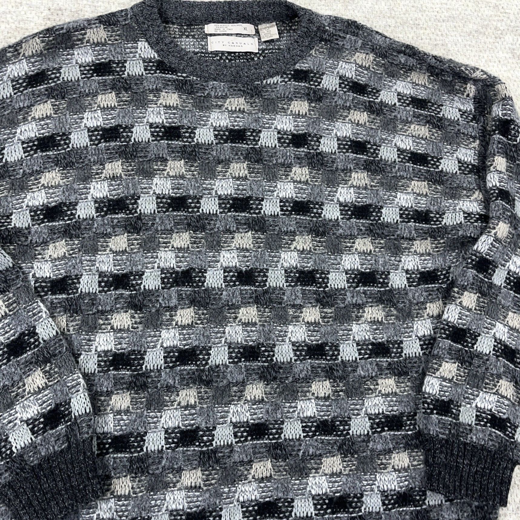 Vintage VINTAGE Hagger Sweater Men XL Gray Wool Blend Geometric Knit 80s 90s Retro Grunge Cosby Grandpa Pullover Knit Size US XL / EU 56 / 4 - 6 Thumbnail