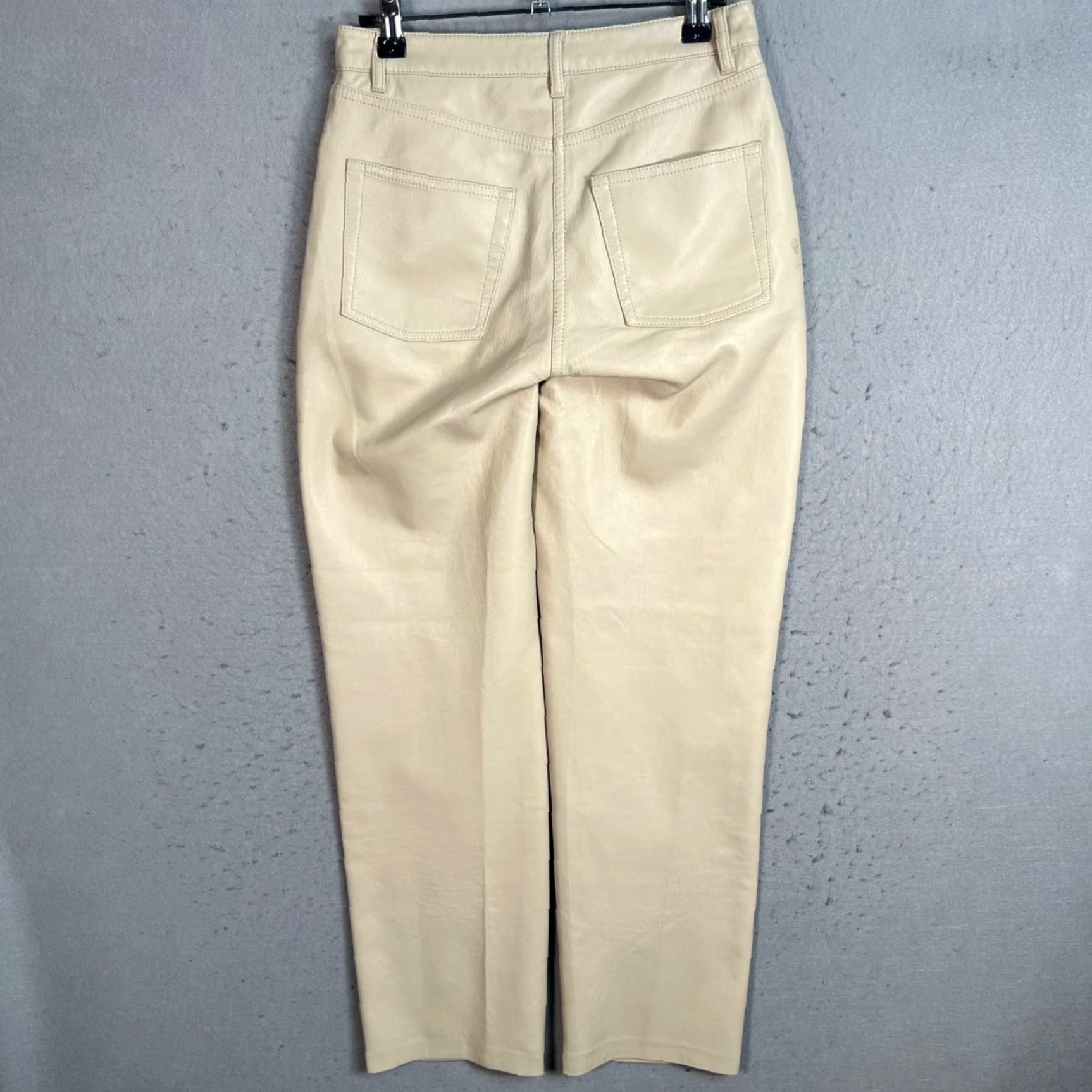 Vintage Wilfred Womens Pants 2 High-Rise Beige Faux Leather Straight Leg City Casual Pockets 27 In Inseam Womens Size 26" / US 2 / IT 38 - 2 Thumbnail