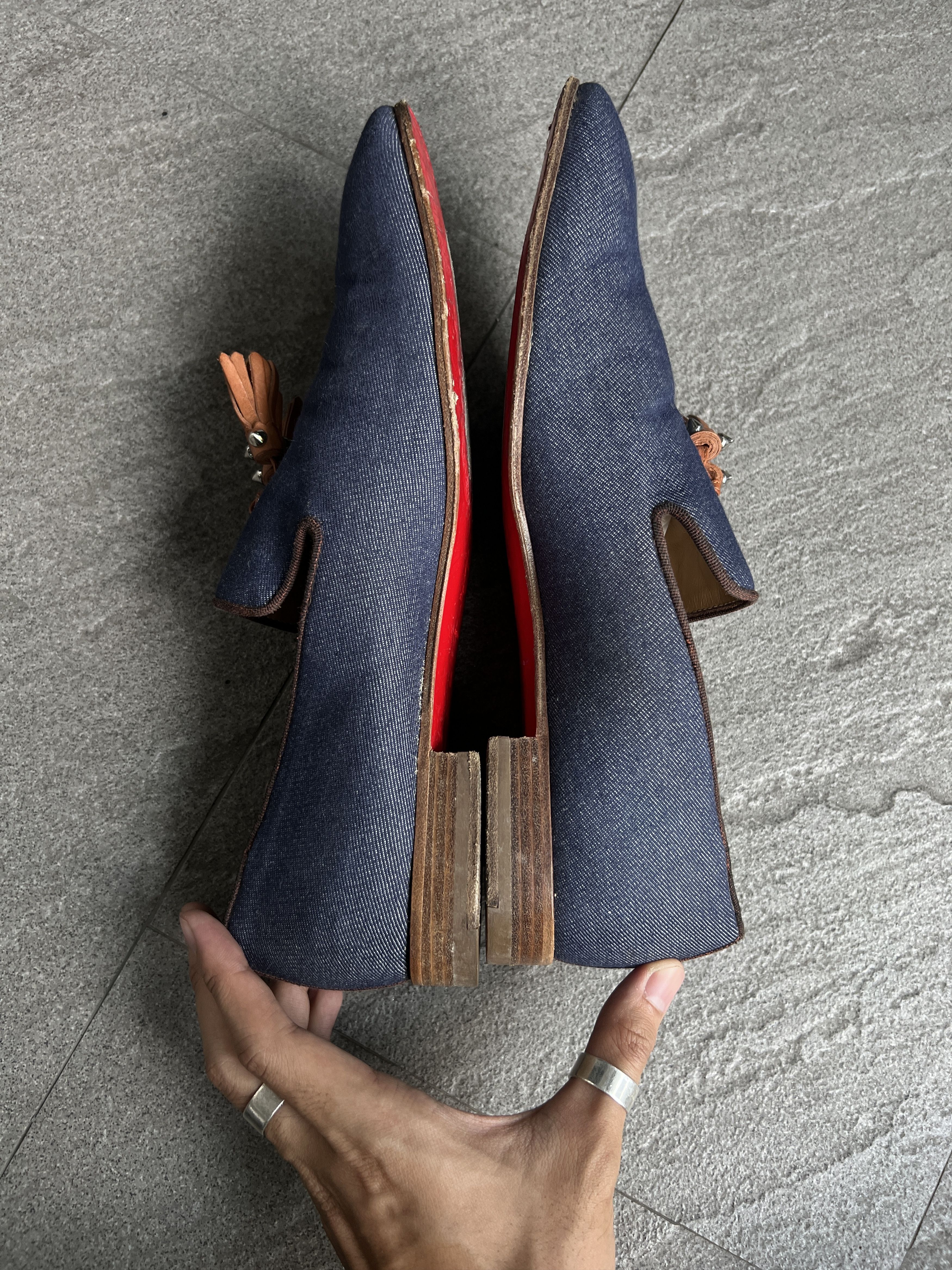 Christian Louboutin Louboutin Denim Tassel Loafers Spiked Blue EU41 Size US 8 / EU 41 - 8 Thumbnail