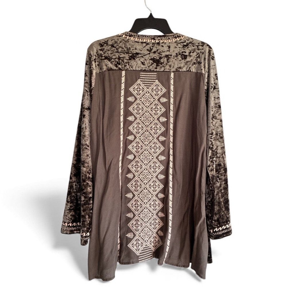 Other Andrée by Unit crushed velvet embroidered tunic blouse Size L / US 10 / IT 46 - 3 Thumbnail