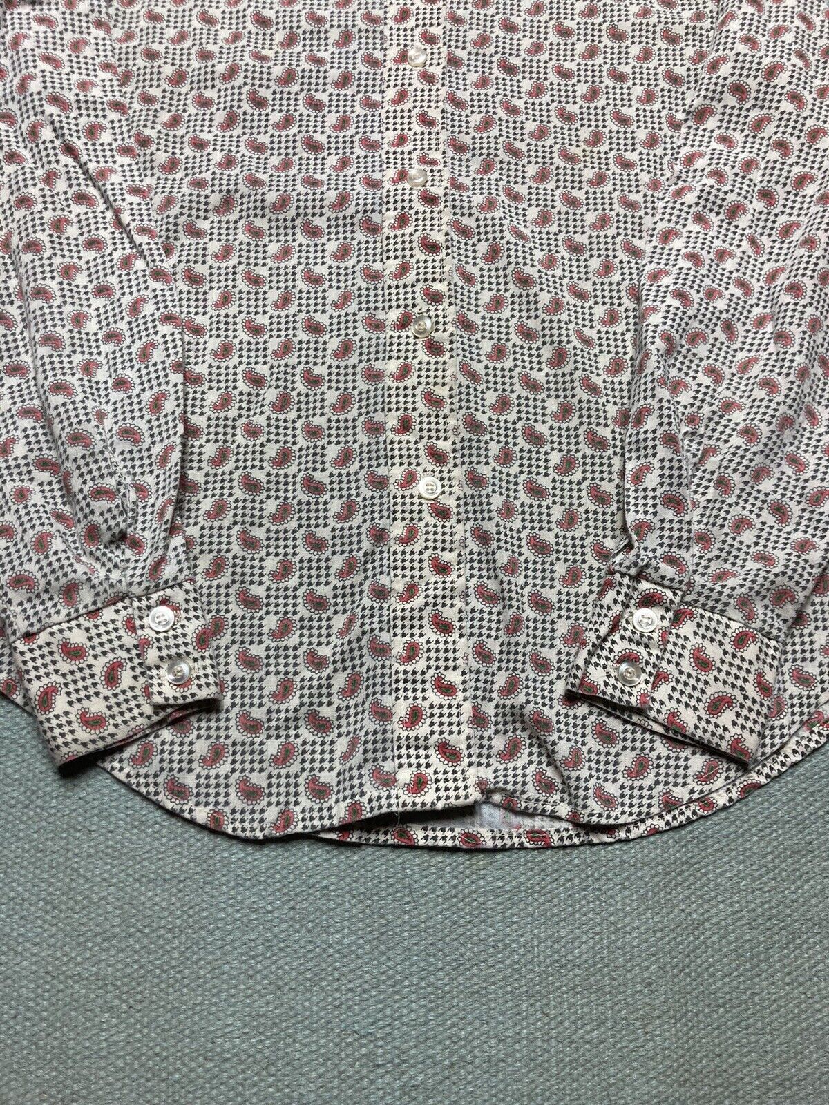 Vintage 60s button shirt paisley all over print dagger thin women M Size M / US 6-8 / IT 42-44 - 2 Thumbnail