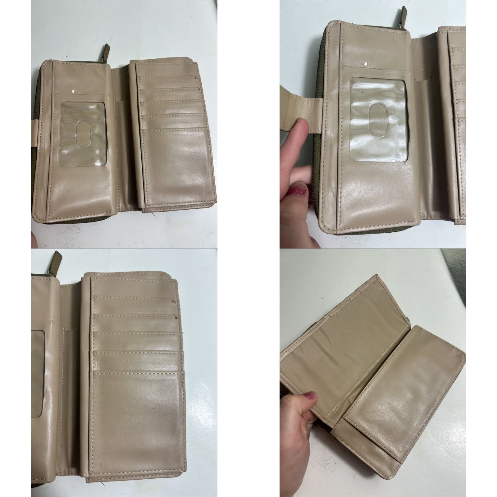 Vintage VINTAGE Buxton Bifold Wallet Leather Olive Green Men 7x3.5 Distressed Marks Coin Pocket Zipper Missing Size ONE SIZE - 9 Thumbnail