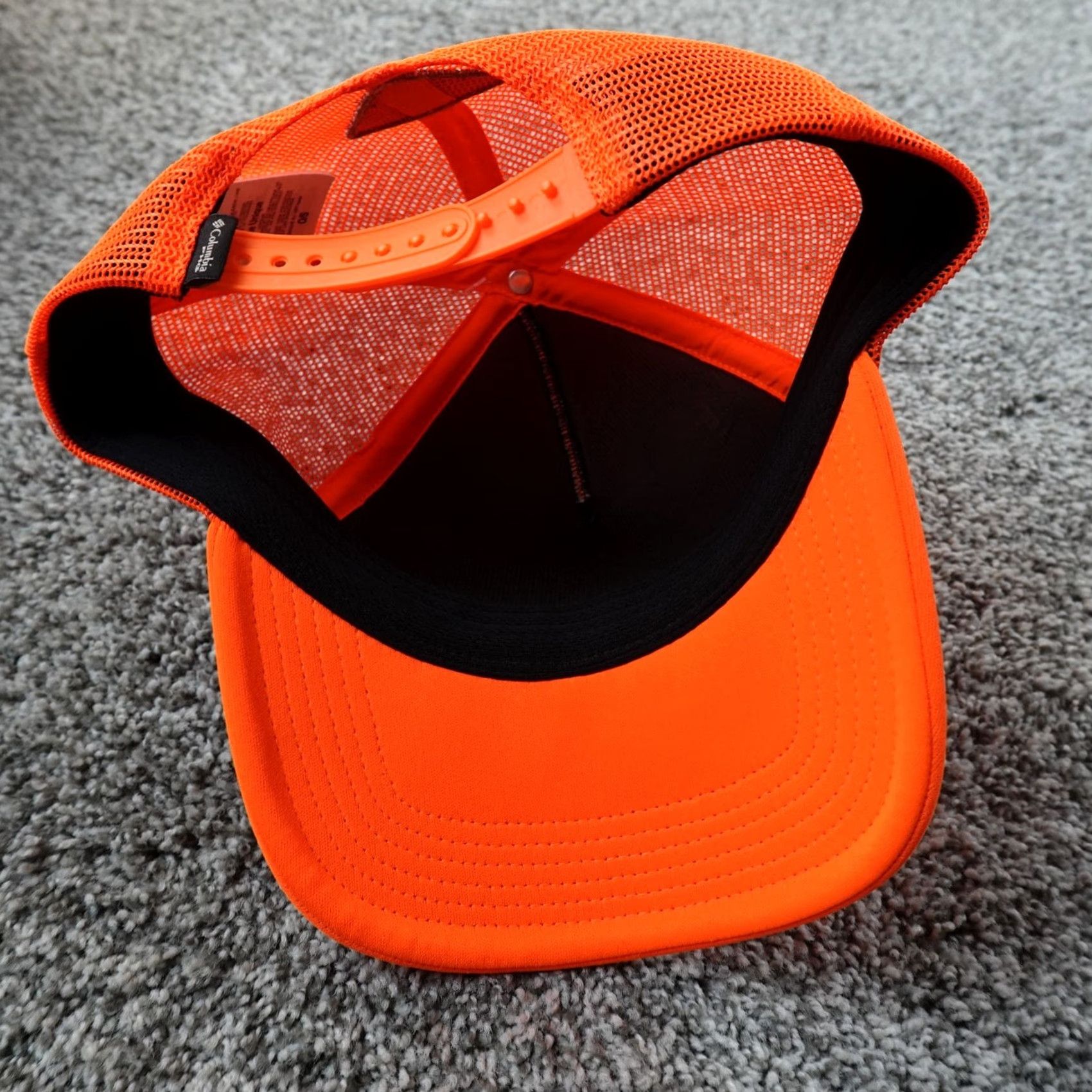 Vintage Columbia Hat Cap Mens One Size Blaze Orange Adjustable Snap Back Outdoor Hunting PHG Geometric Pattern Size 44L - 7 Thumbnail