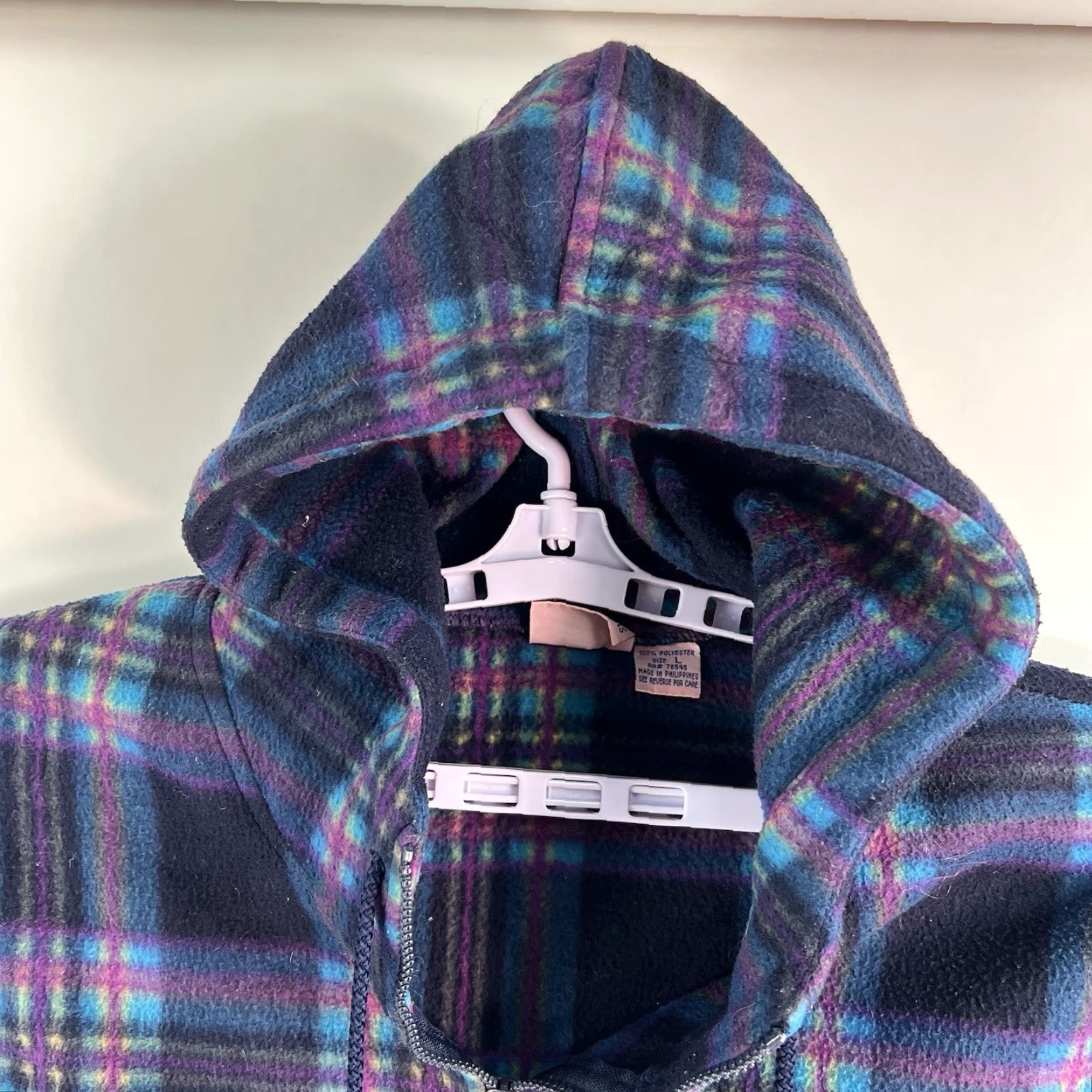 Vintage Southern Expression Full Zip Hooded Fleece Sweatshirt Plaid Men’s Size L Blue Size US L / EU 52-54 / 3 - 3 Thumbnail