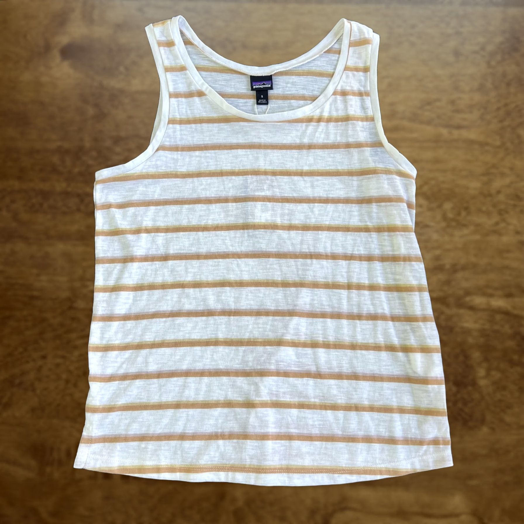 Patagonia Patagonia Womens Small White Brown Stripe Organic Cotton Tank Top Size S / US 4 / IT 40 - 1 Thumbnail