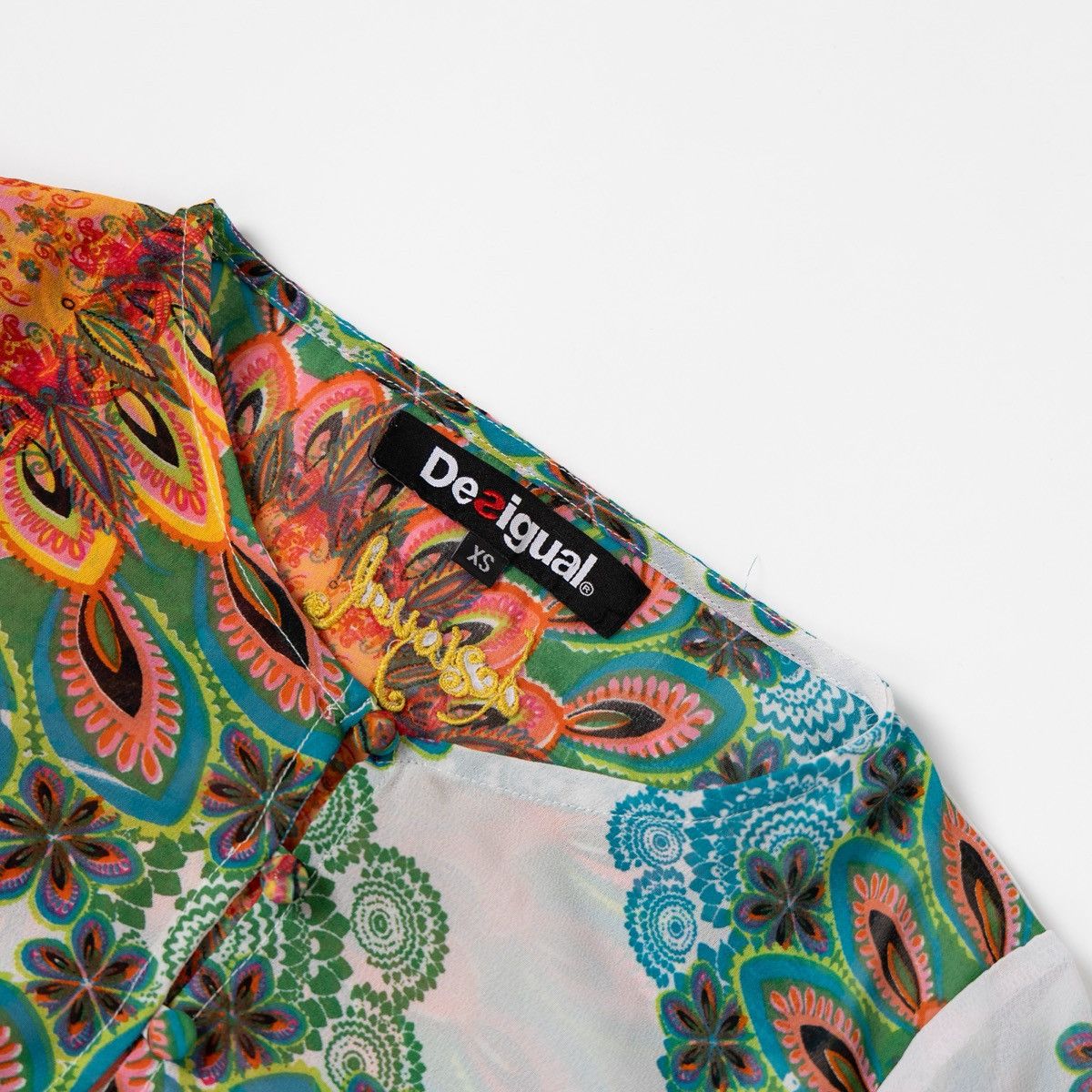 Desigual Desigual Women Floral Blouse Multicolor Sheer Boho Print Top Size XS / US 0-2 / IT 36-38 - 6 Thumbnail