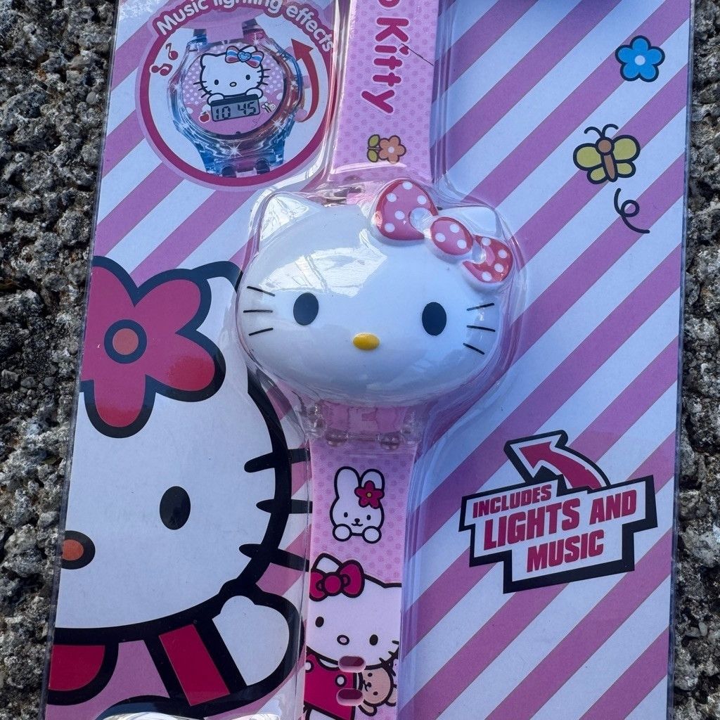 The Unbranded Brand Hello Kitty Pink & White Watch with Lights and Music Size ONE SIZE - 4 Thumbnail
