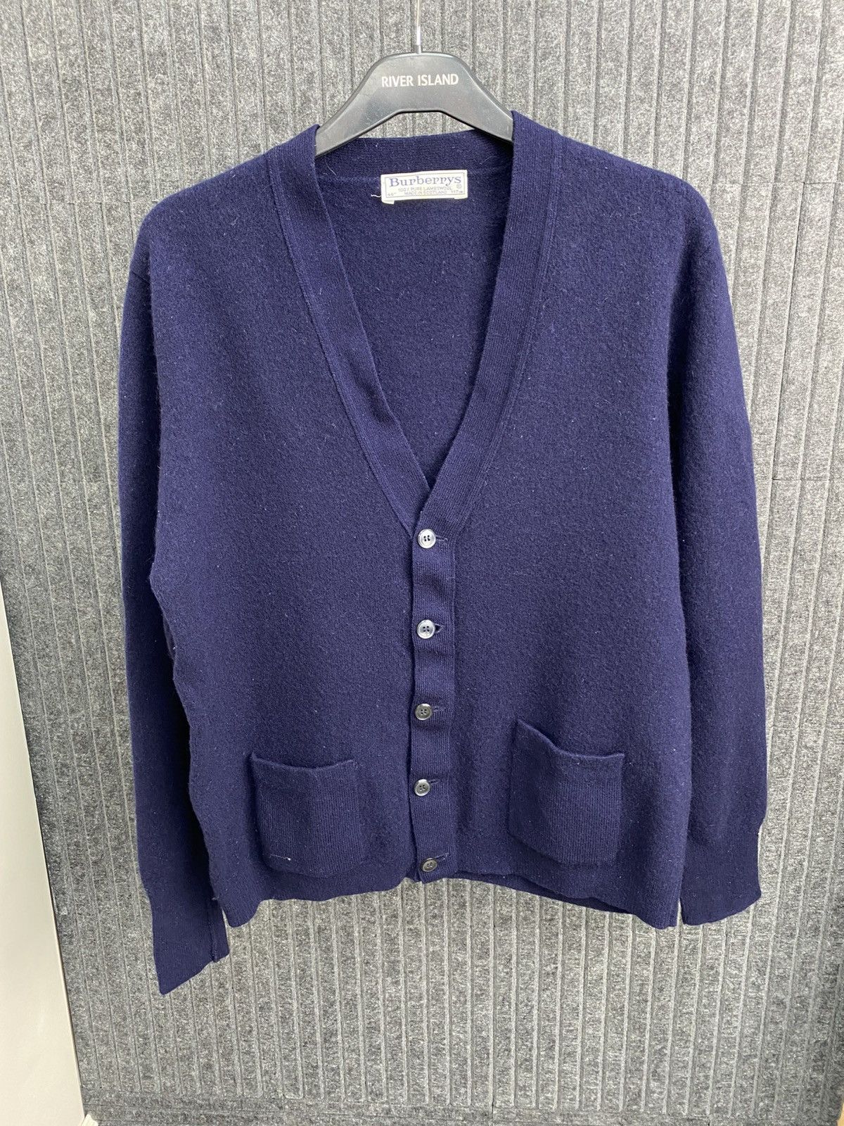 Burberry Burberrys Vintage Wool Cardigan Blue V-Neck Button Up Mens Size US M / EU 48-50 / 2 - 1 Thumbnail