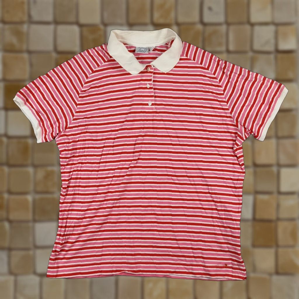 Vintage VINTAGE Tail Women's Polo Shirt Short Sleeve Athletic Casual Preppy 90s Y2K Pink Red Stripe Cotton Formal Women's L Size L / US 10 / IT 46 - 1 Thumbnail