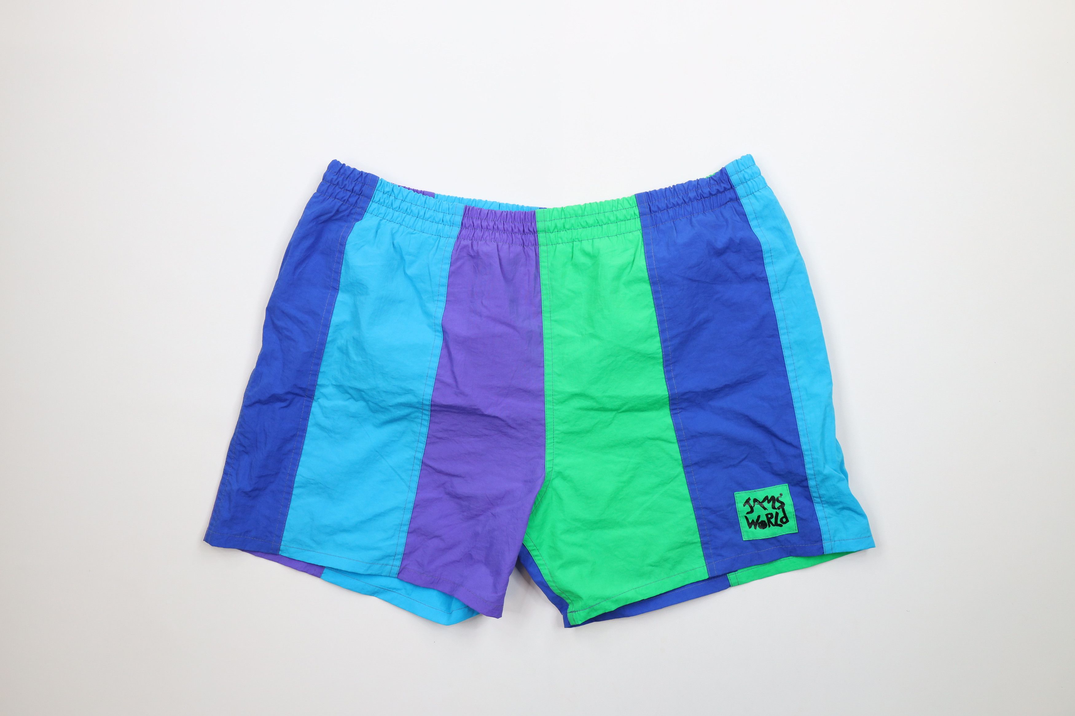 image of 90's Jams World Color Block Lined Shorts Trunks Usa, Men's (Size 34)