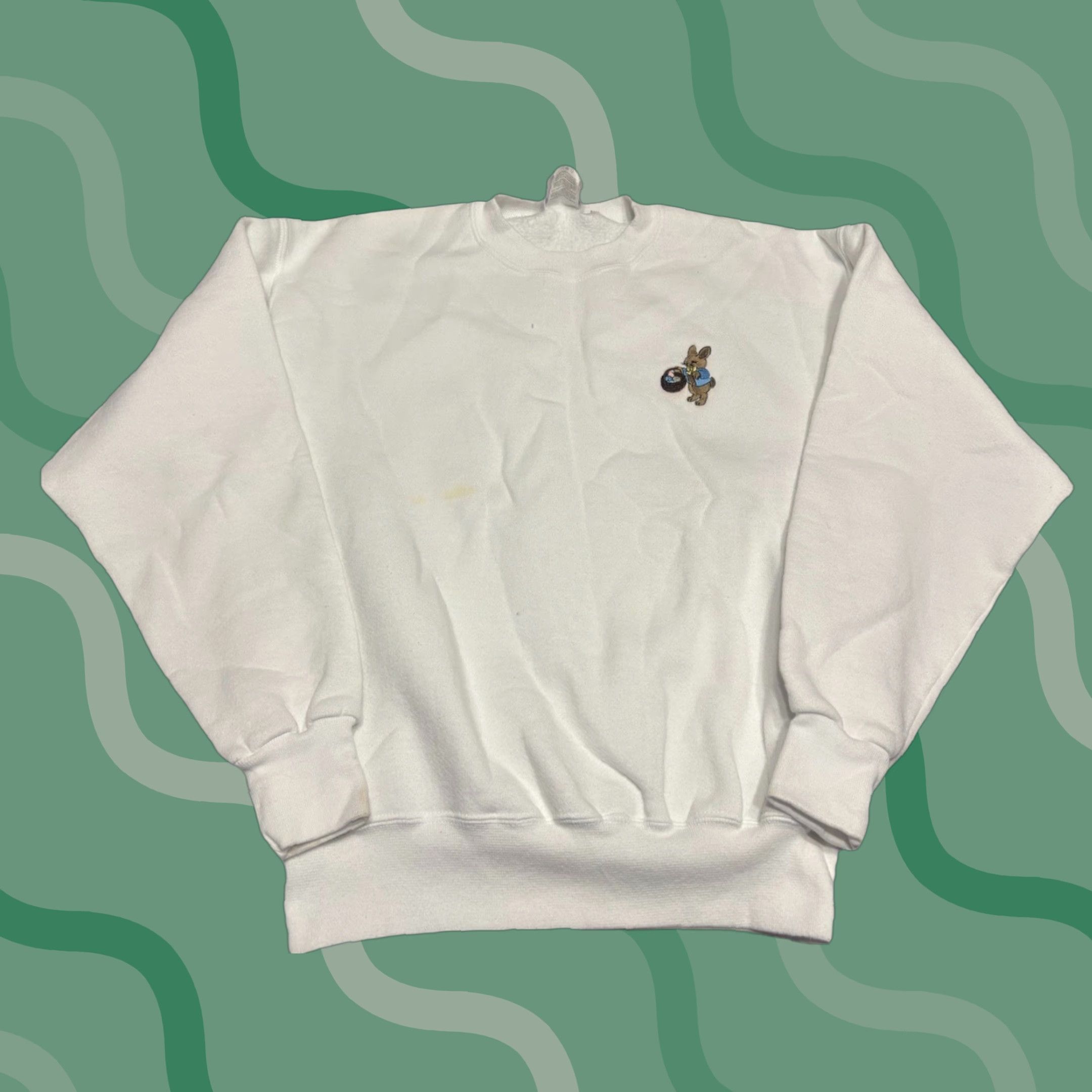 Hanes VINTAGE Hanes White Crewneck Sweatshirt Easter Bunny M Unisex Adults Crew Neck Pullover USA Theme Boys? Wait. Size M / US 6-8 / IT 42-44 - 1 Thumbnail
