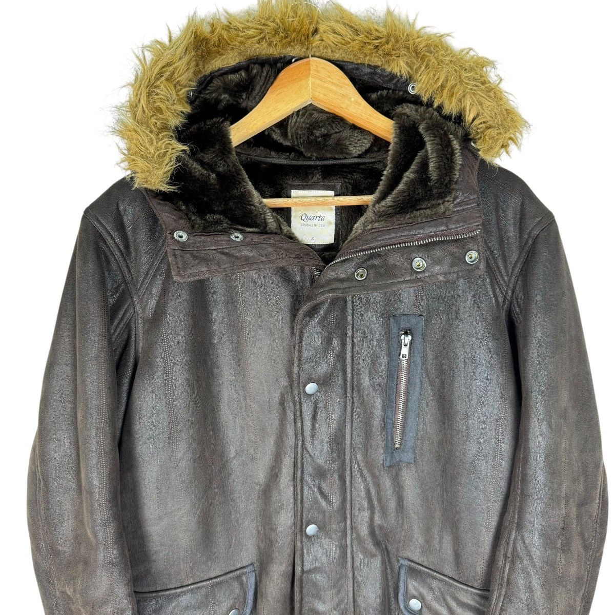 If Six Was Nine ☀️QUARTA COX SYNTHETIC LEATHER FUR HOODIE JACKET Size US L / EU 52-54 / 3 - 3 Thumbnail