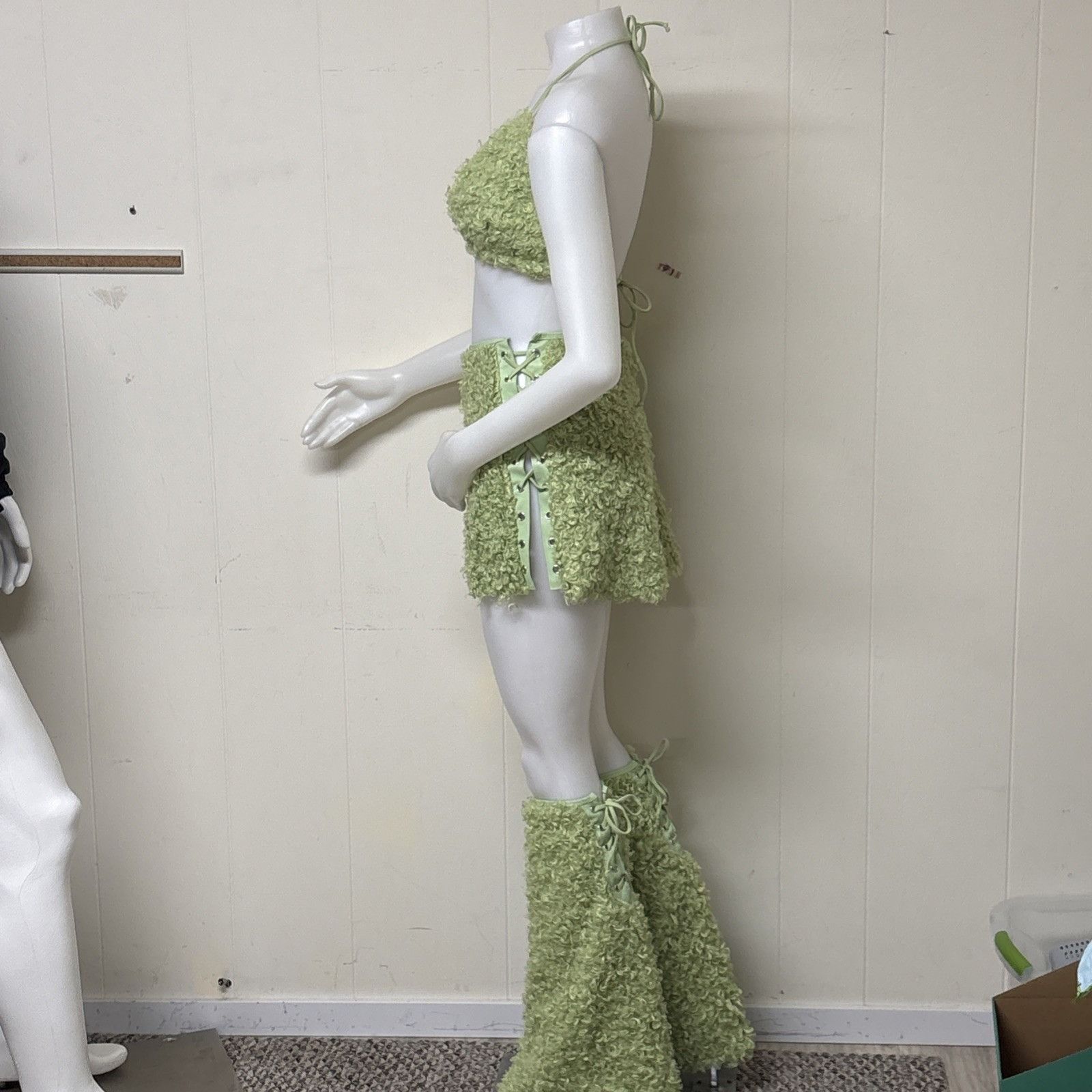 Fashion Nova Fashion Nova Bra Top Skirt Set w Leggings Size XL Green Faux Size XL / US 12-14 / IT 48-50 - 3 Thumbnail