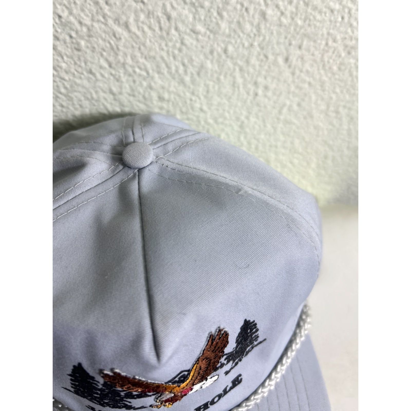 Vintage Jackson Hole Wyoming Strap Back Trucker Hat Gray Eagle Woods Mountains Adjust Size ONE SIZE - 7 Thumbnail