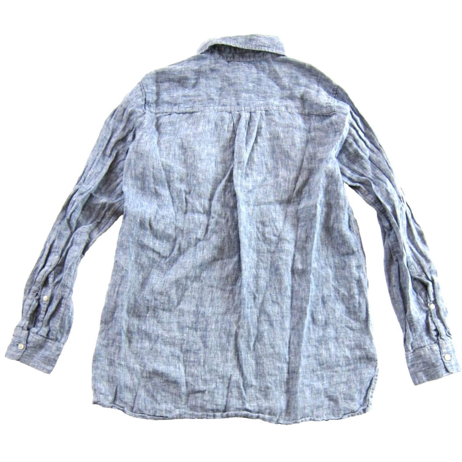 Lands' End Lands' End 100% Linen Blue Collared Button Up Long Sleeve Blouse Woman S Size S / US 4 / IT 40 - 2 Thumbnail