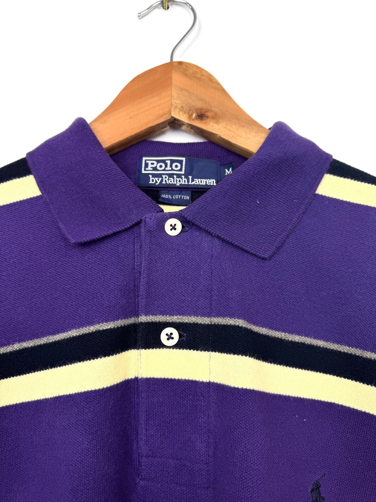 Polo Ralph Lauren Polo Ralph Lauren Men Striped Polo Shirt Purple Size M Size US M / EU 48-50 / 2 - 5 Thumbnail