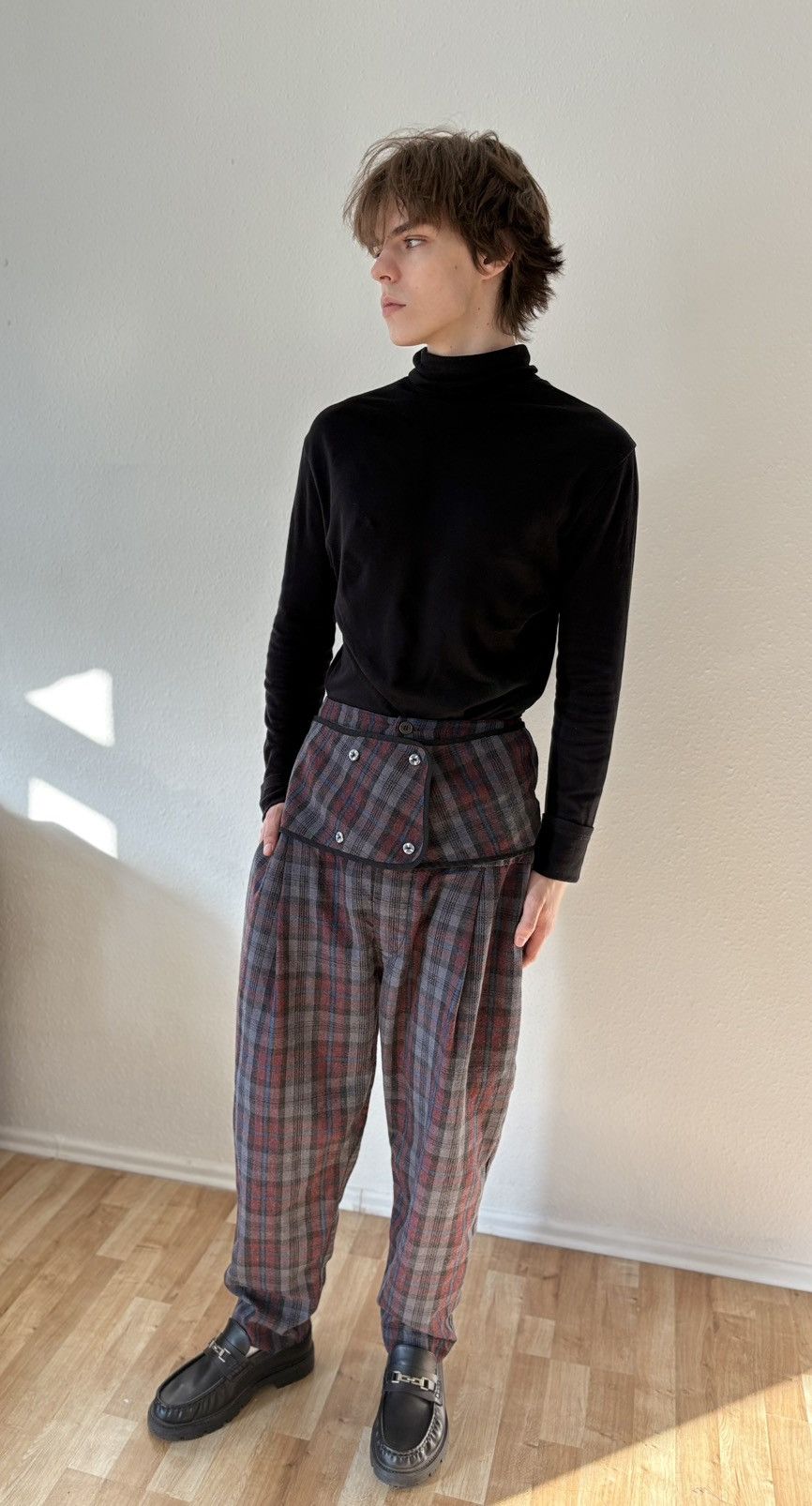 Henrik Vibskov 00s Vintage Henrik Vibskov Retro Plaid Trousers Pants Y2K Size US 35 - 2 Thumbnail