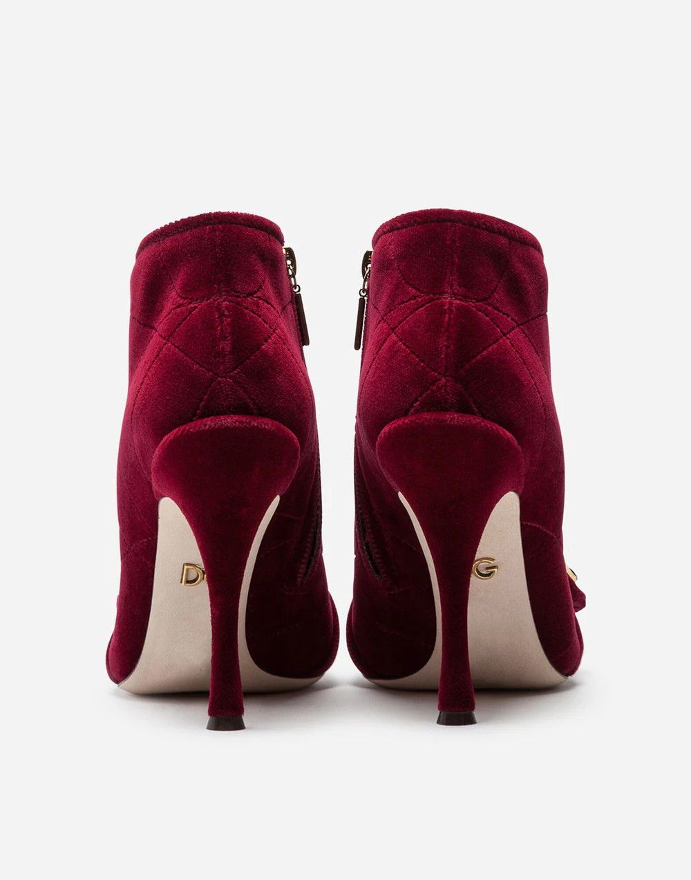 Dolce & Gabbana o1y0825 Velvet Ankle Boots in Burgundy Size US 5 / IT 35 - 4 Thumbnail