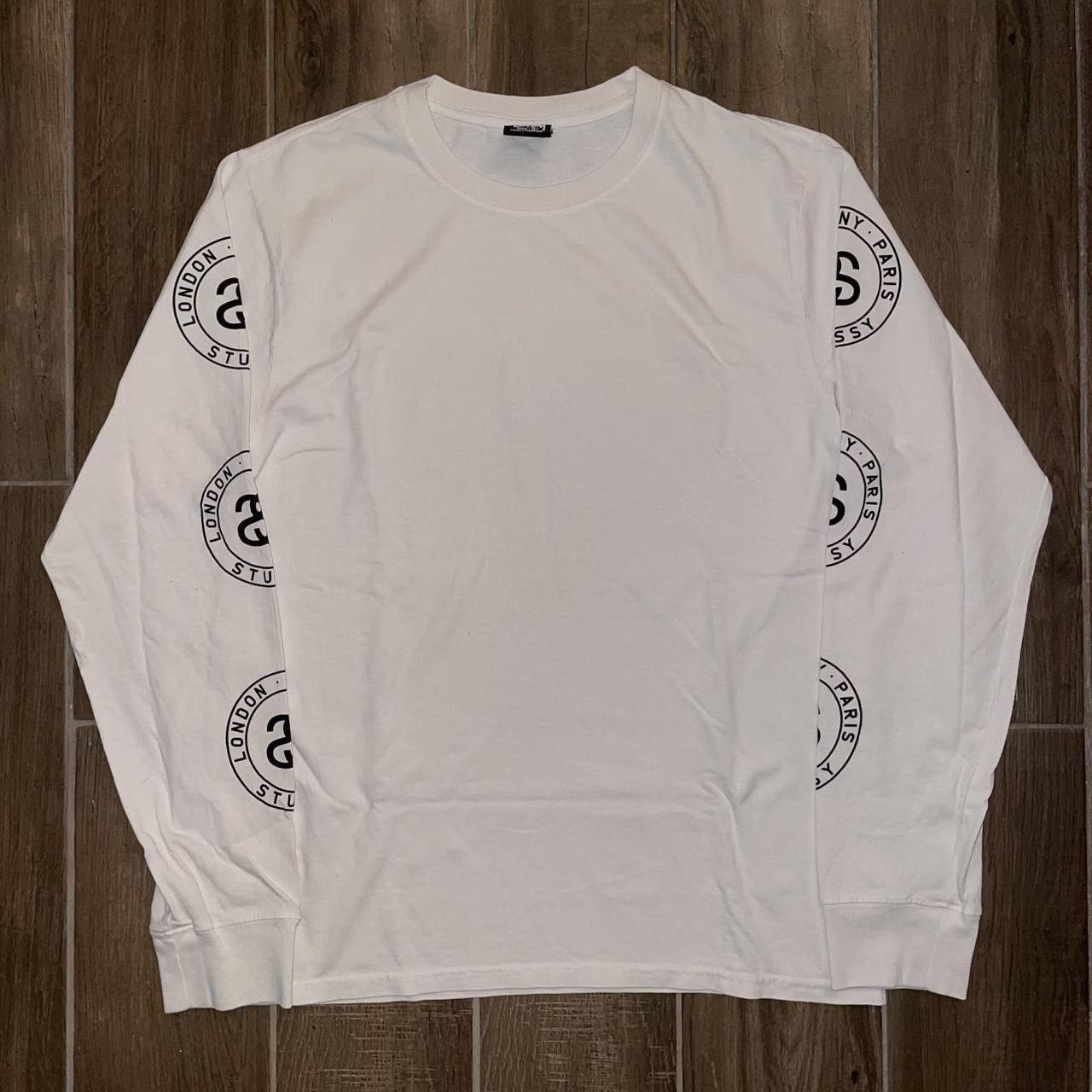 Stussy Stussy Black and white stripe Flower Long sleeve t