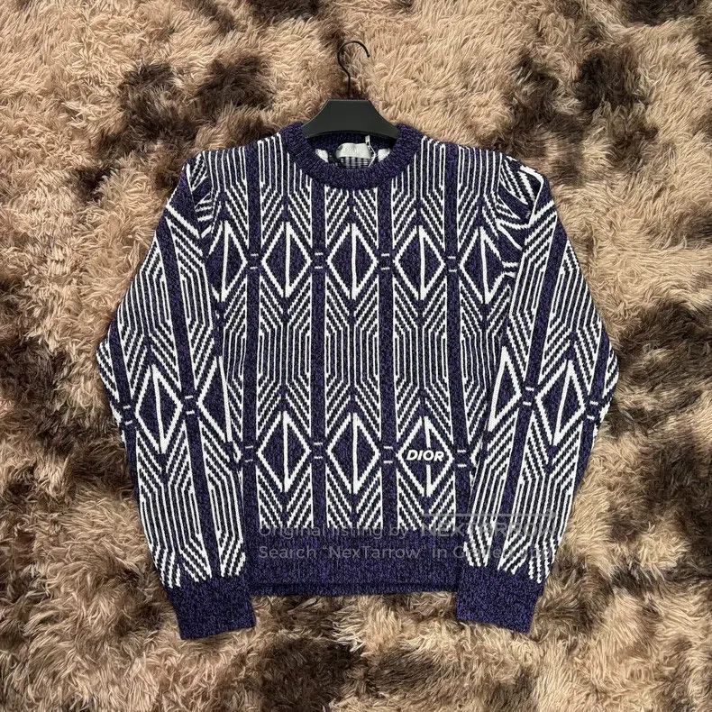 Dior Purple diamond full print knit sweater