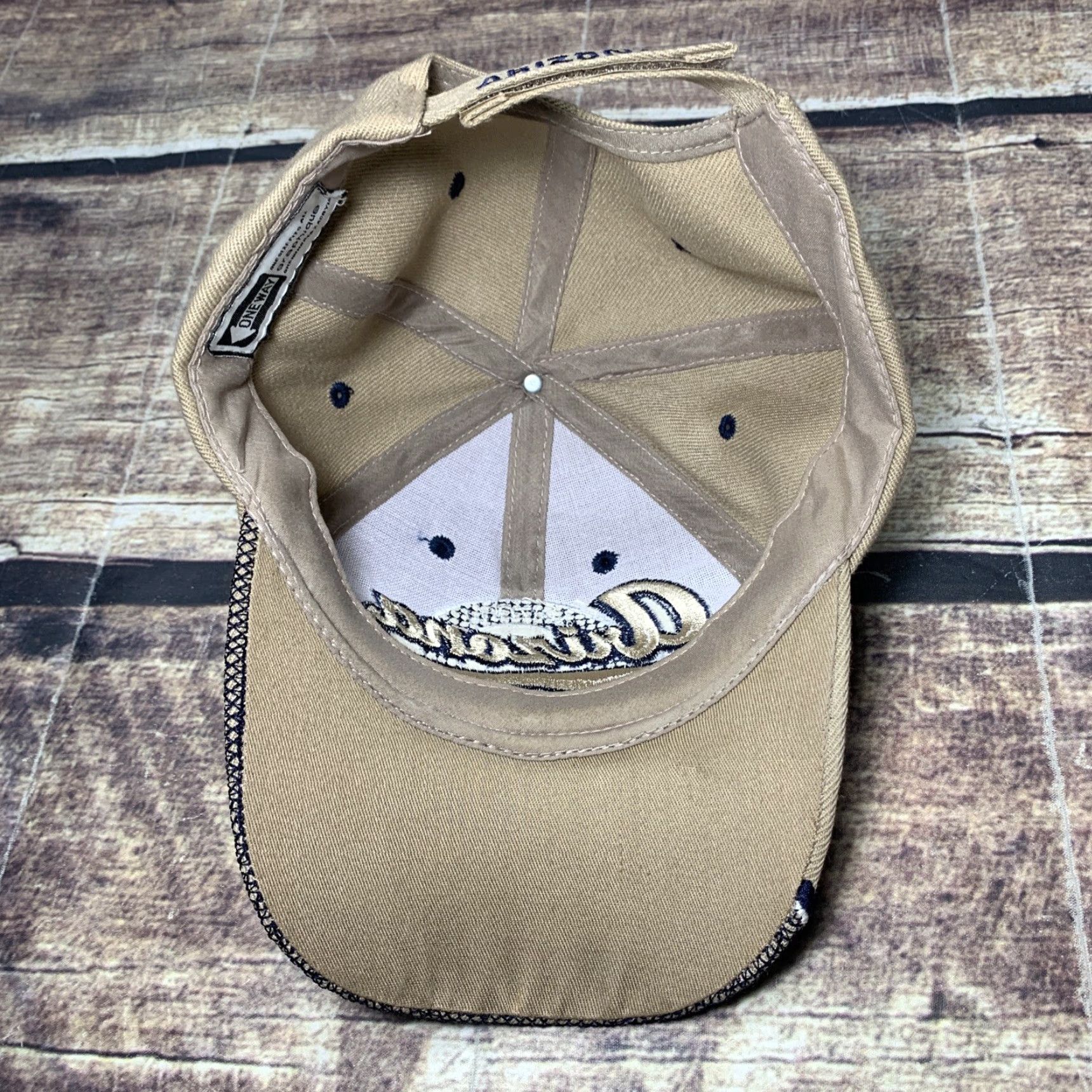 Vintage Arizona Cap Hat Tan Raised Letters Embroidered Hook Loop Adjustable Mens One Size Brown Baseball Cap Size ONE SIZE - 5 Thumbnail