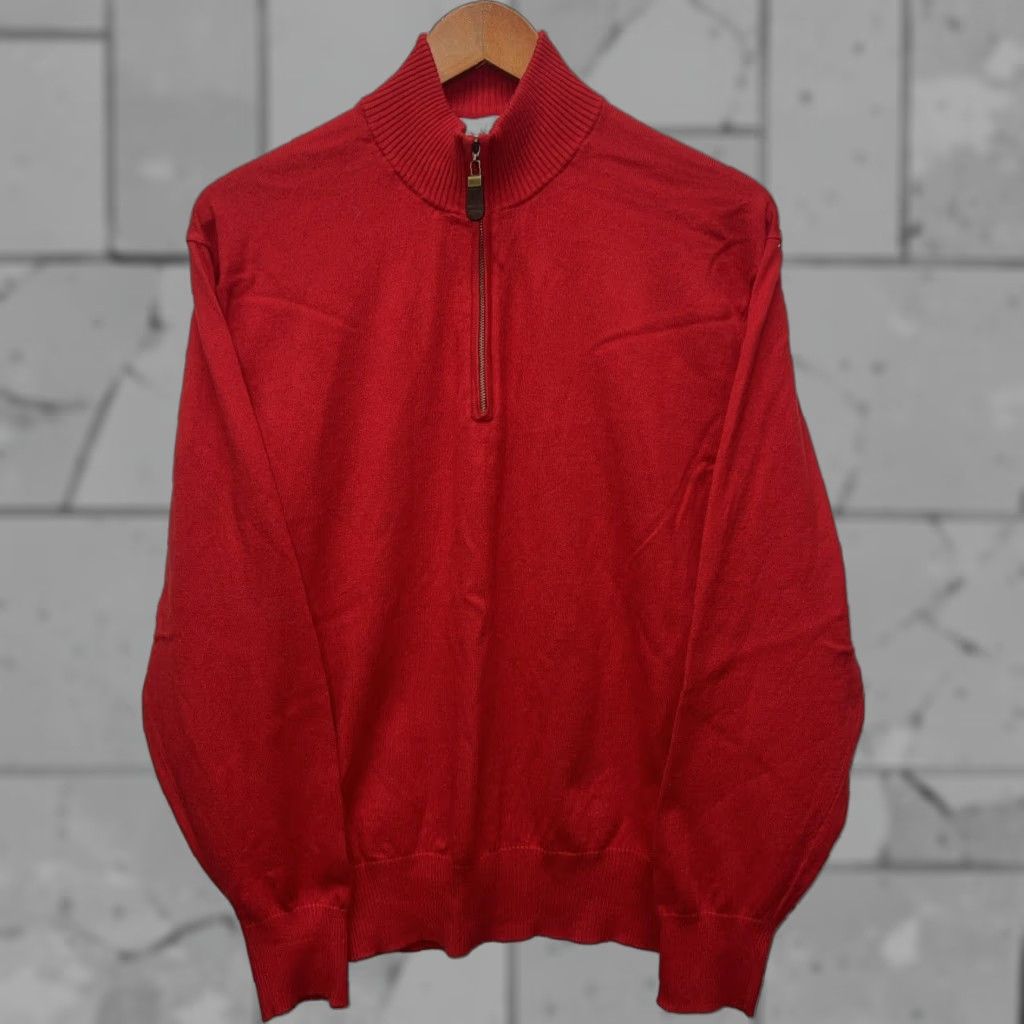 Orvis Orvis Red Half Zip Pullover Sweater Mens Size L Cotton/Silk/Cashmere Blend Size US L / EU 52-54 / 3 - 1 Thumbnail