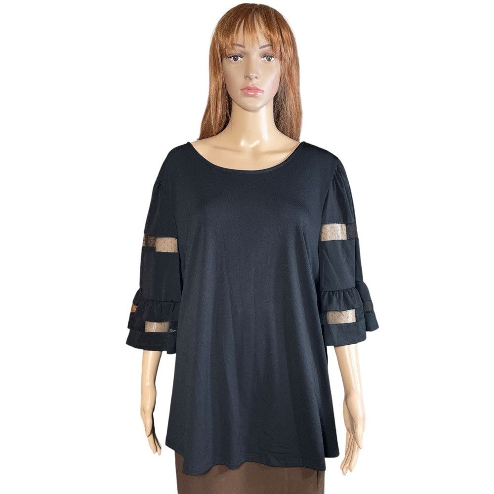 Adrianna Papell NWT New $69 Adrianna Papell Bell Sheer Sleeve Black Top Siz Size 3XL / US 20-22 - 1 Thumbnail