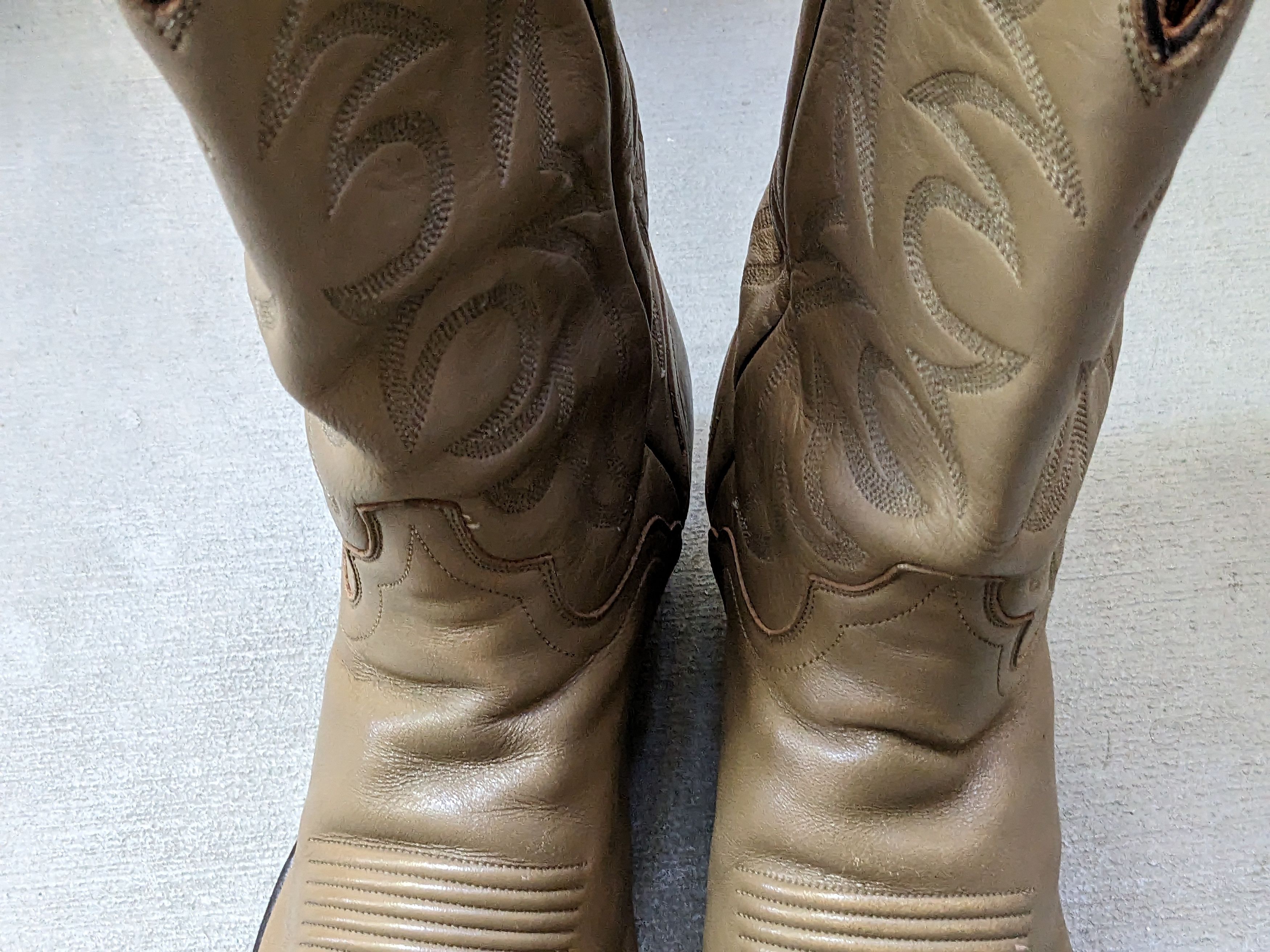 Genuine Leather El Dorado Cowboy Boots Taupe Leather 9 Western Botas Size US 9 / EU 42 - 5 Thumbnail