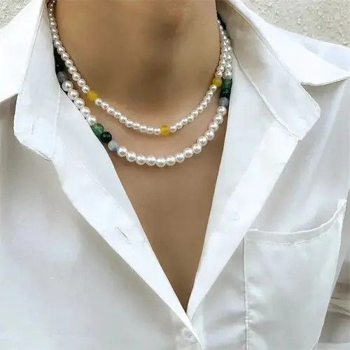 Vintage 2 Pearl Necklace Casual Chain Jewelry Classic Imitation Bead Size ONE SIZE - 3 Thumbnail